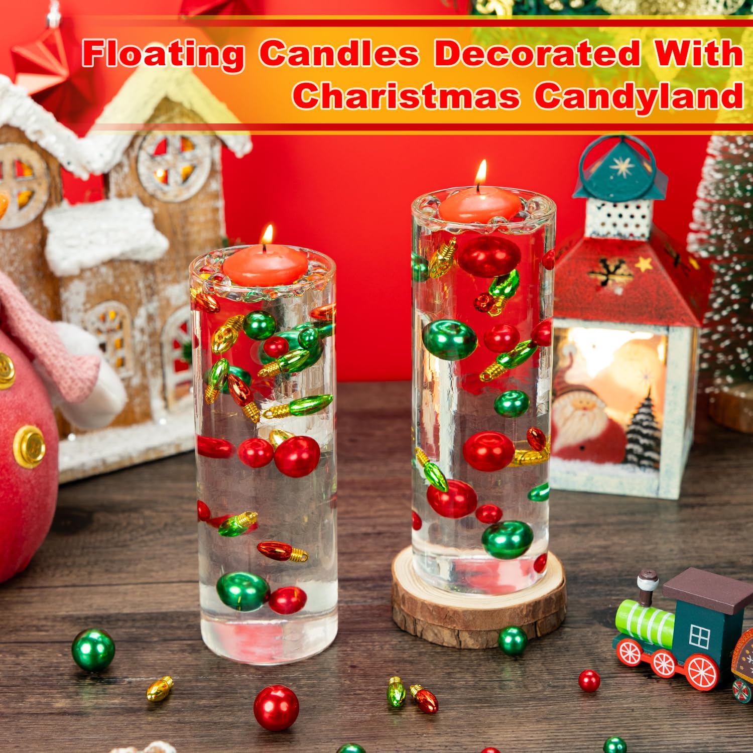 4114 Piece Christmas Vase Filler with Floating Candles and Clear Water Beads