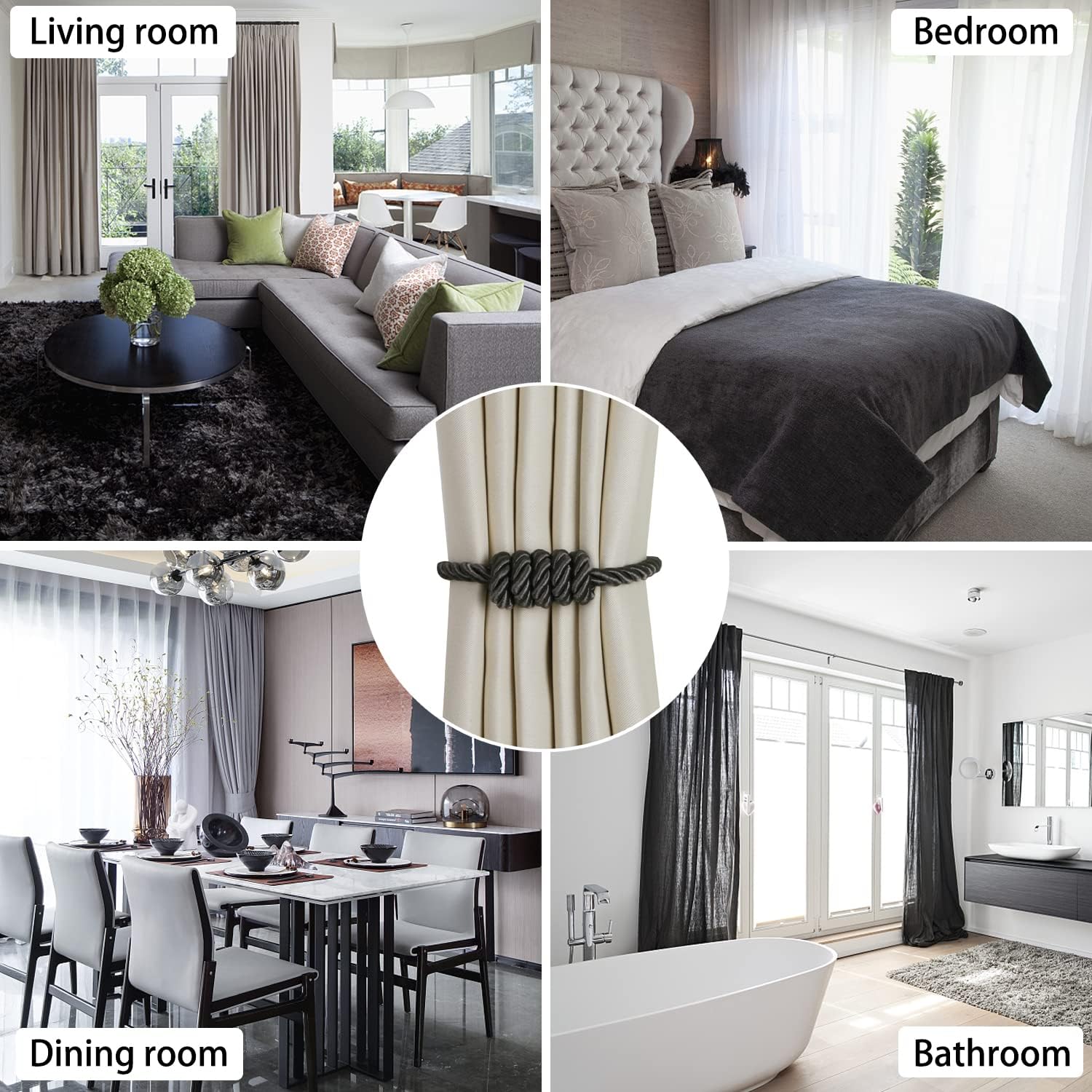 BEL AVENIR Magnetic Curtain Holdbacks 2 Pack