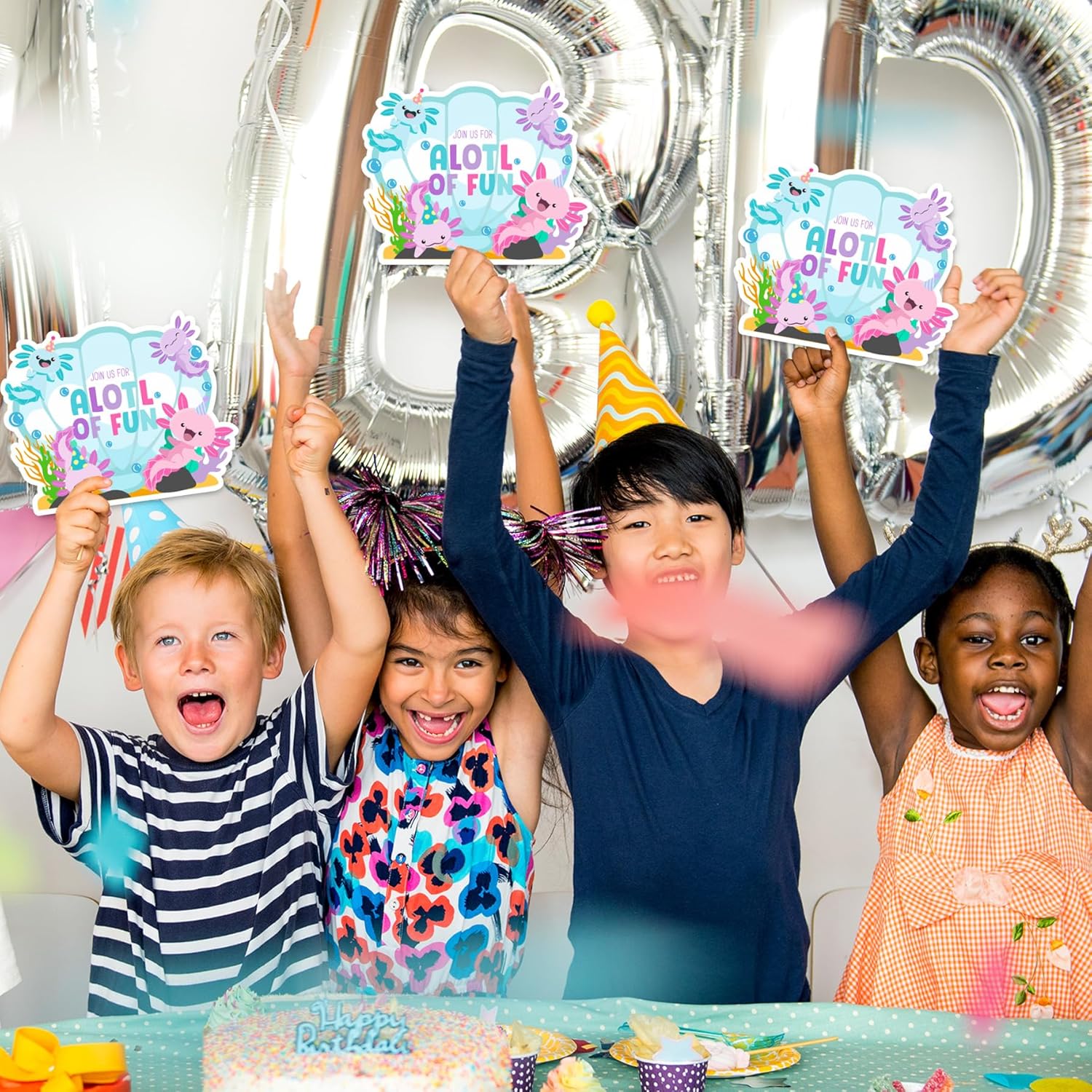 Axolotl Birthday Invitations with Envelopes 30Pcs