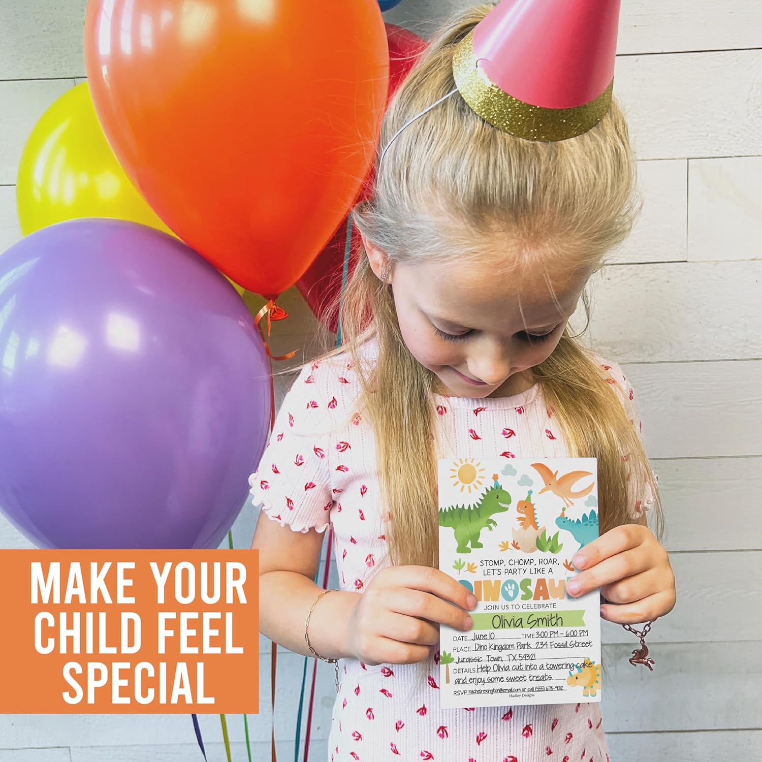Hadley Designs Dinosaur Birthday Invitations 15-Pack 4x6