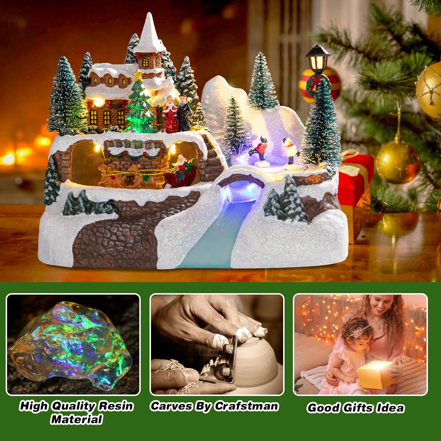 Animated Christmas Village Houses with Music and Lights