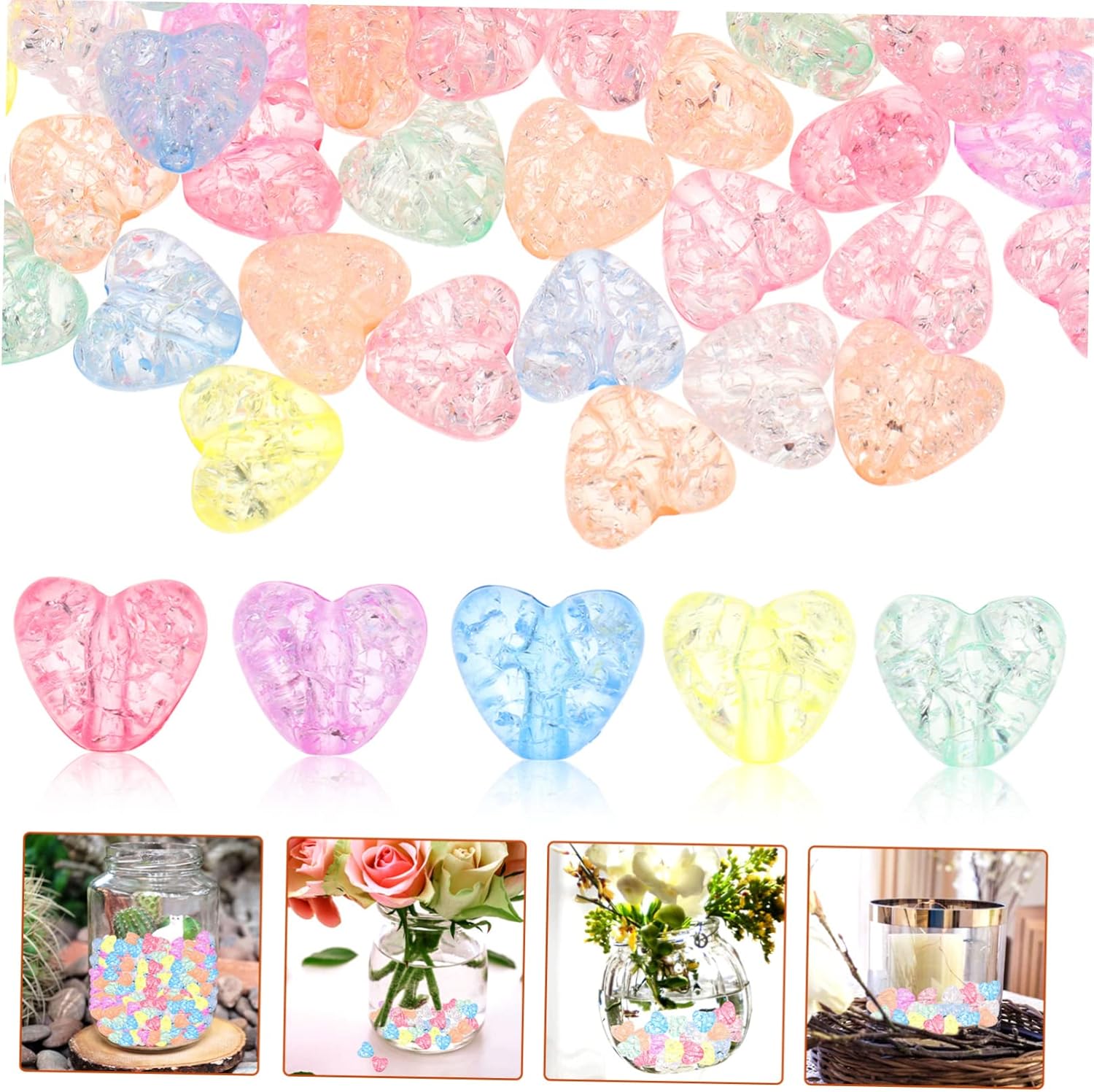 Heart Shape Vase Filler Beads Set for Valentines Day and Weddings