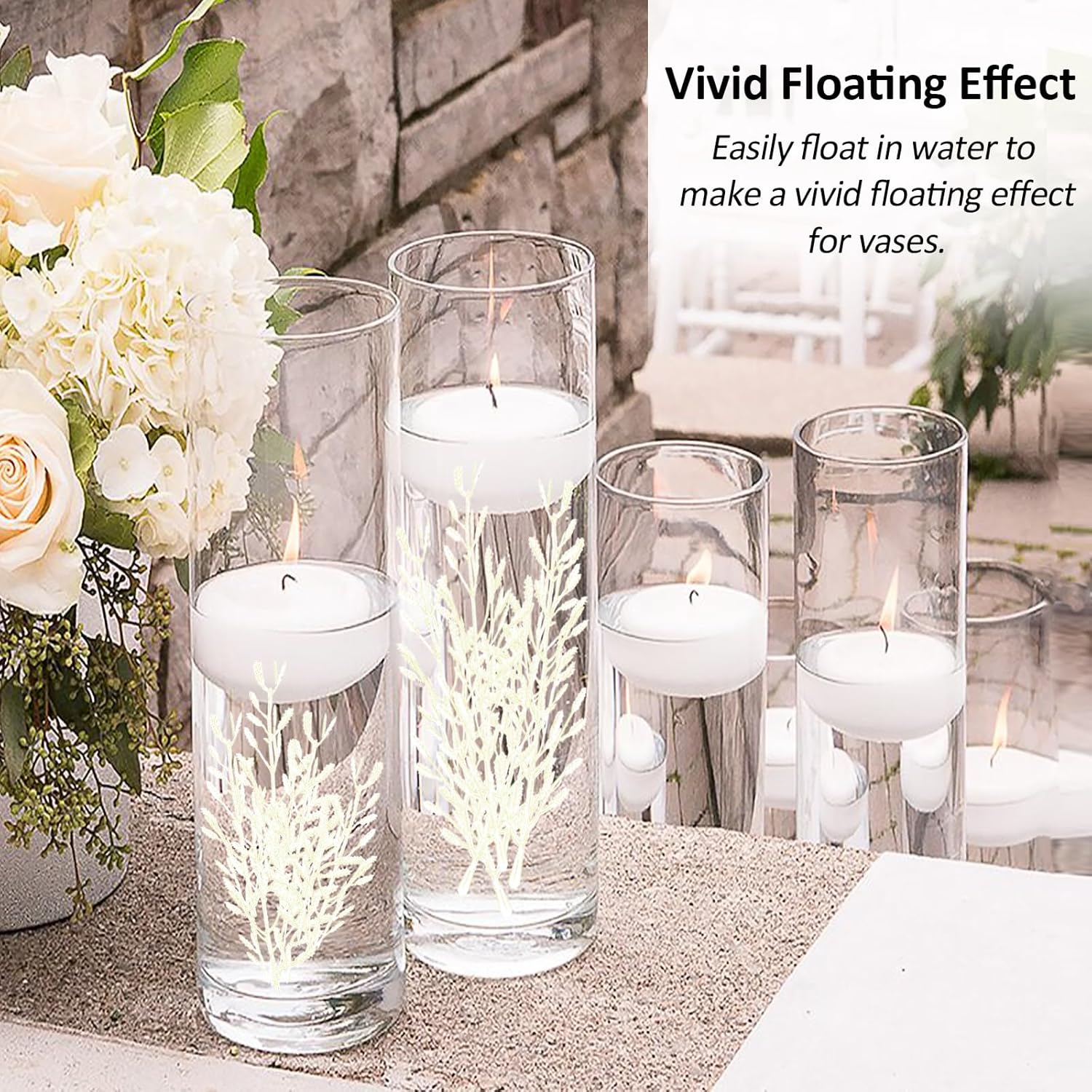 36Pcs Floating Candle Flowers Cylinder Vase Fillers for Wedding and Party
