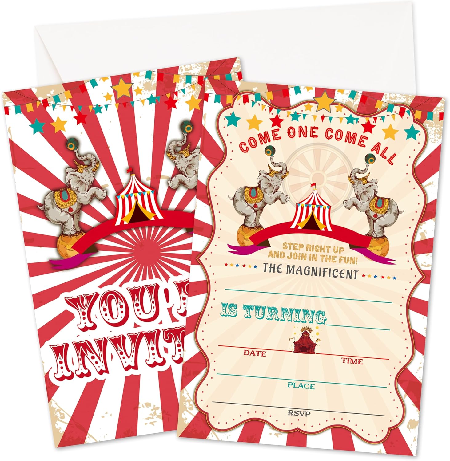 Carnival Birthday Invitations 20pcs with Envelopes