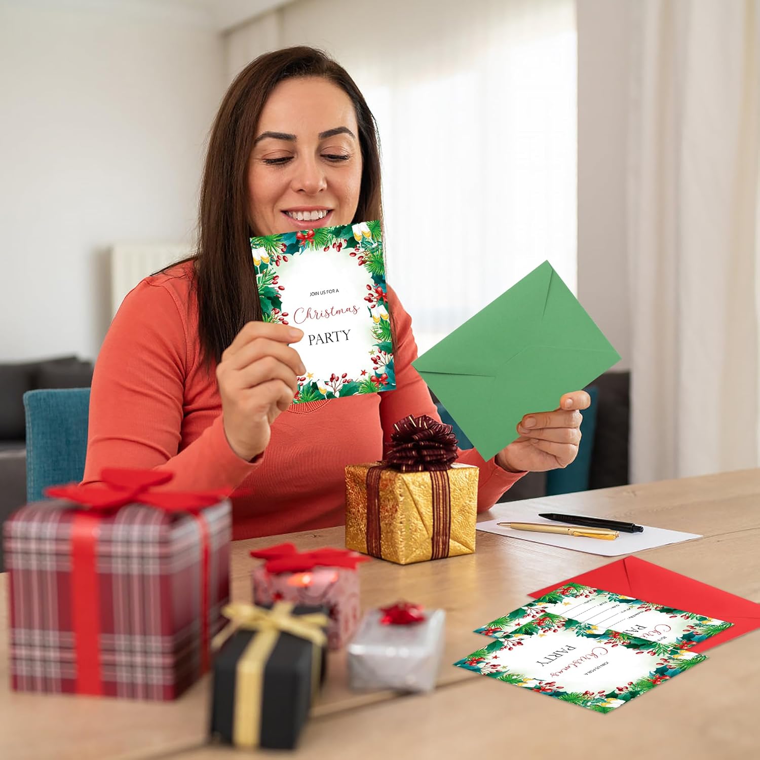 Lucleag 30 Christmas Party Invitations with Envelopes