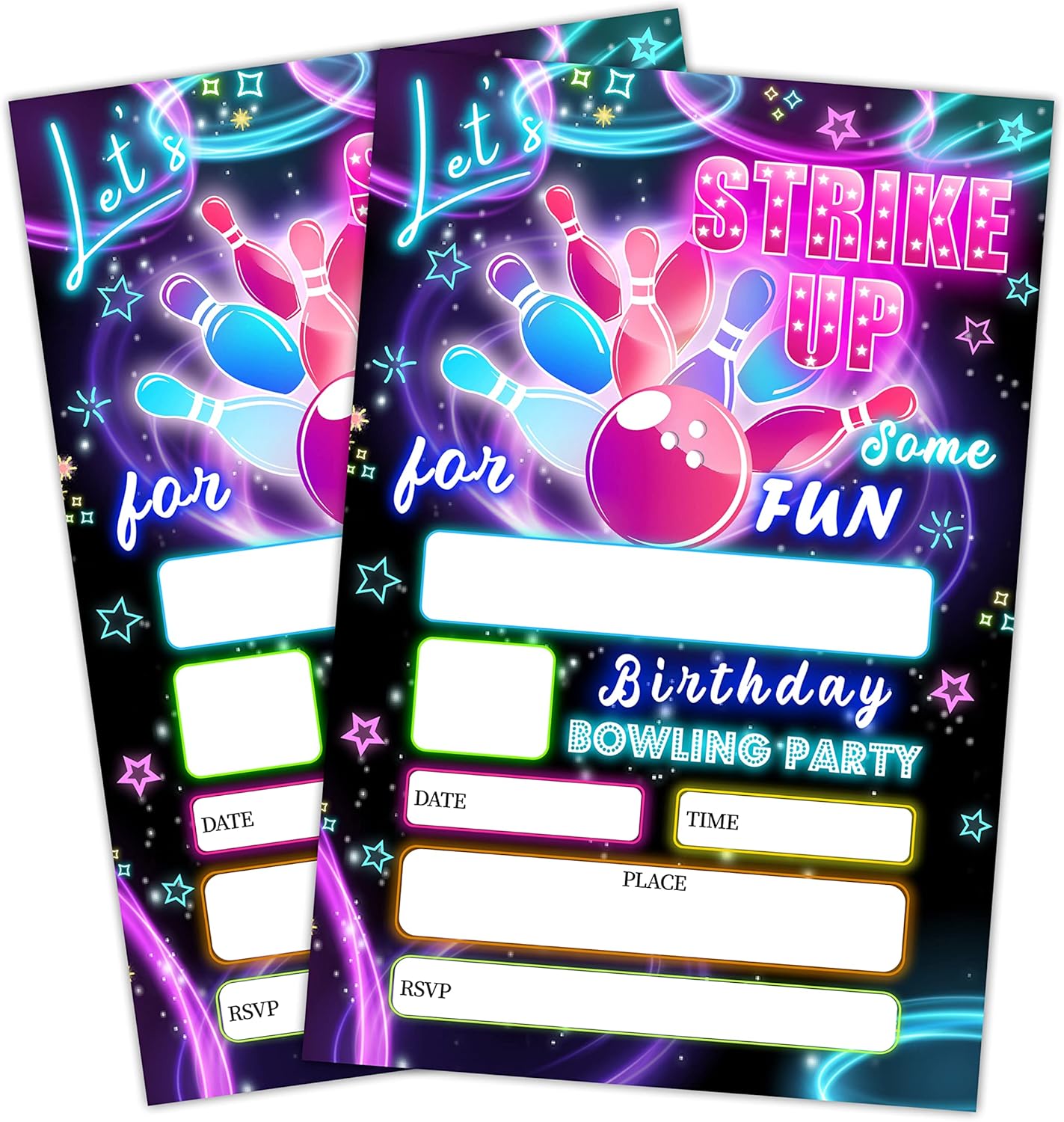 20 Birthday Invitation Cards with Envelopes Bowling Party Supplies