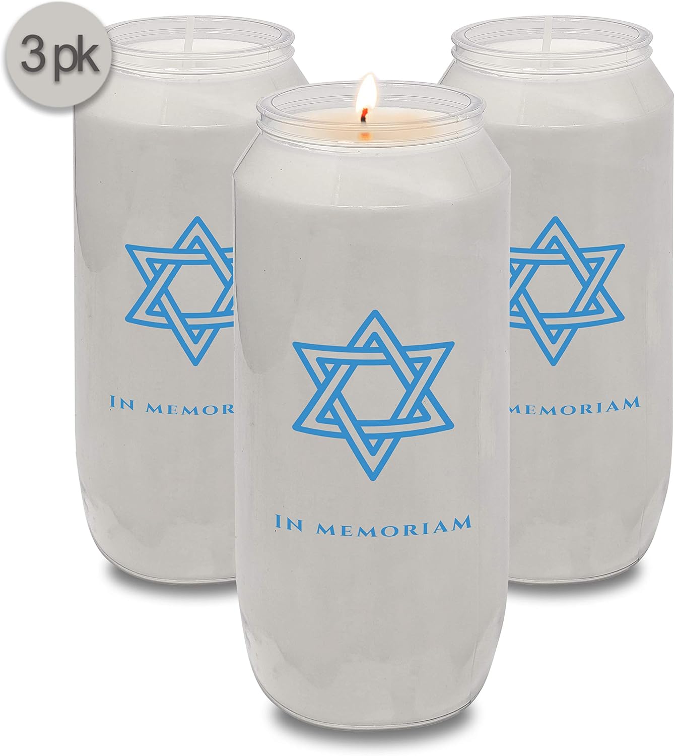Yahrzeit Memorial Candles 7-Day Burn 3 Pack
