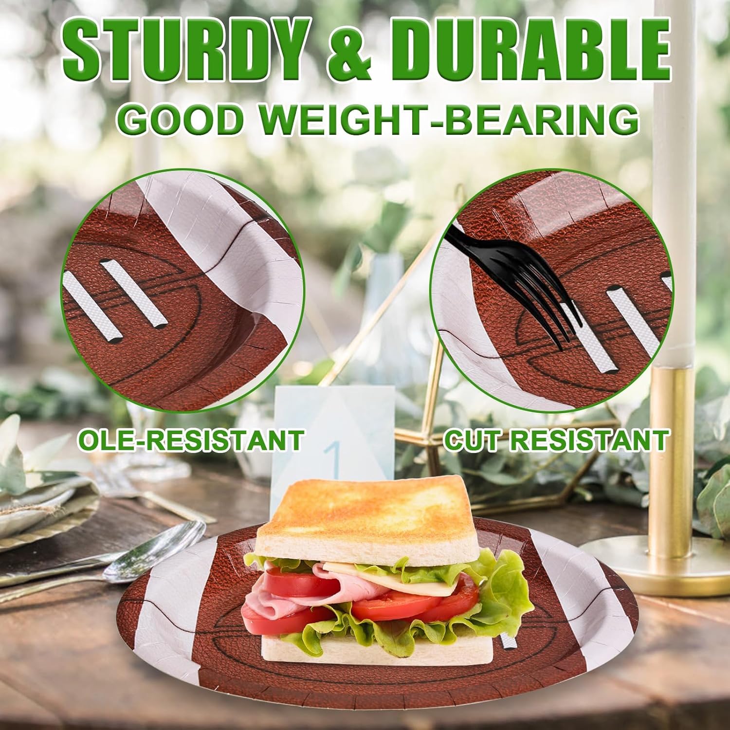 Football Oval Paper Plates 10 x 12 50Pcs Set