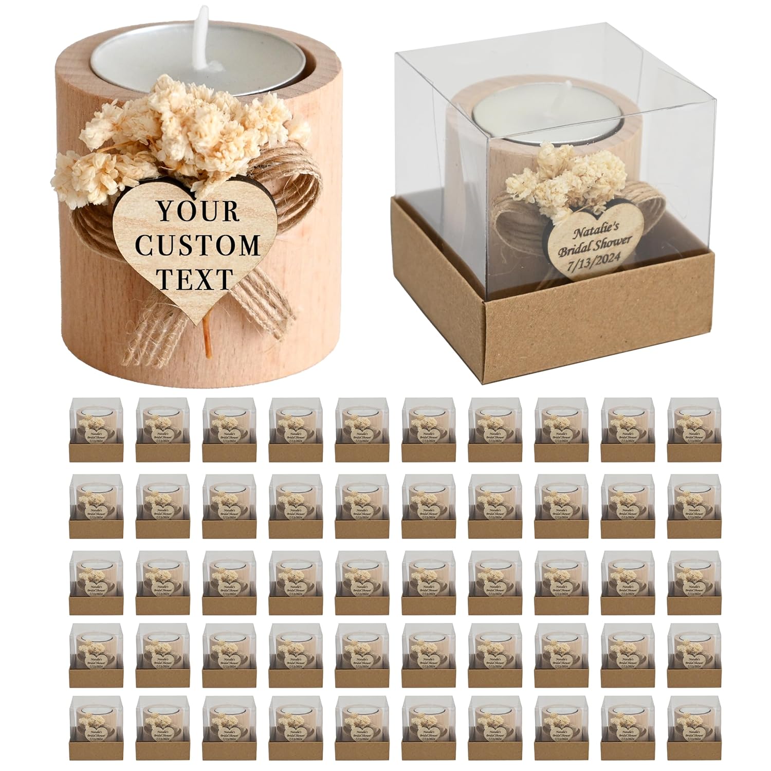 75 Pcs Personalized Wooden Candle Holders - Eco-Friendly and Charming