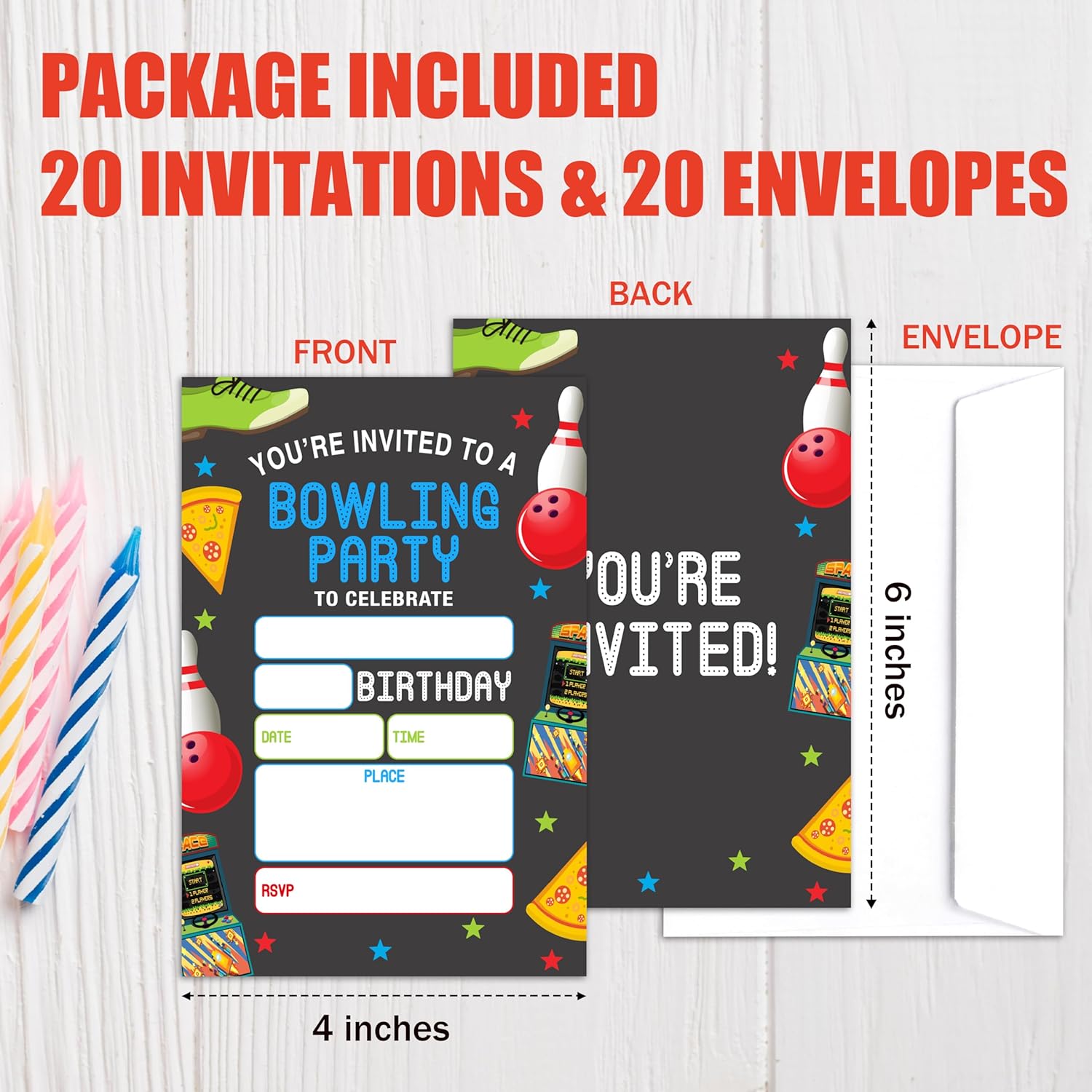 BXVRT Bowling Birthday Invitations with Envelopes