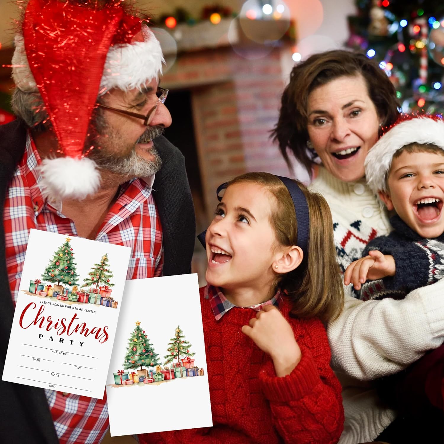 20 Double Sided Christmas Party Invitations With Envelopes