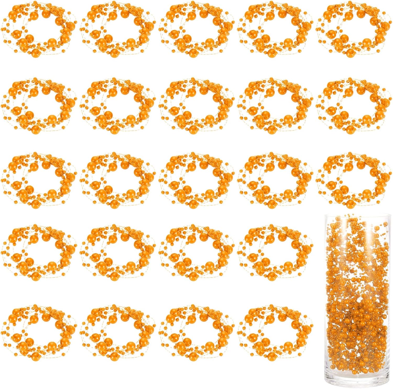 Uxcell 30pcs Artificial Pearl String for Floating Candle Orange