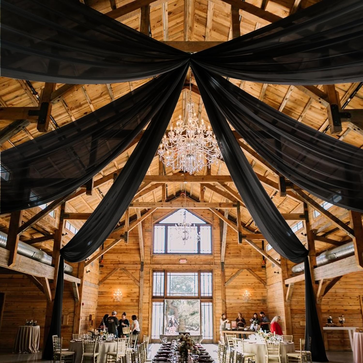 4 Panels Black Ceiling Drapes for Wedding Arch Decorations