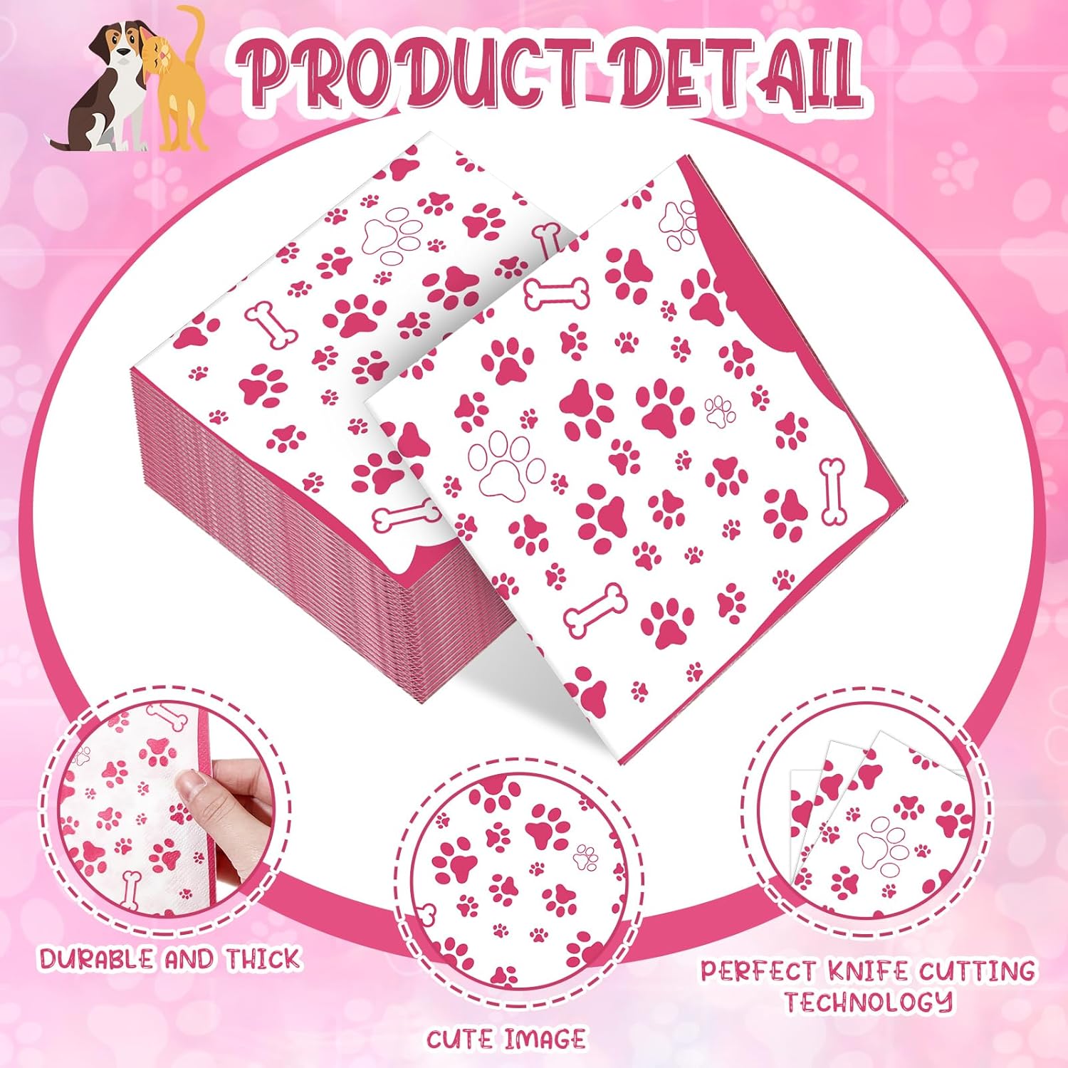 CHENGU 100 Piece Paw Print Napkins 2 Layers
