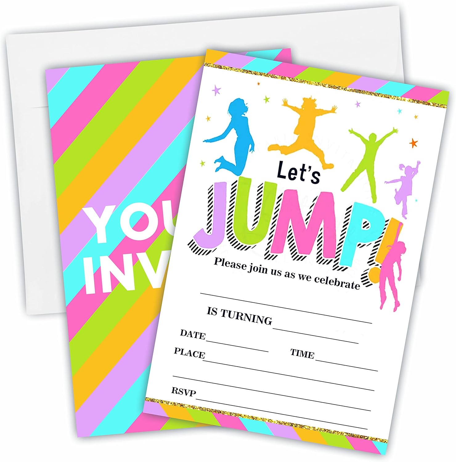 Lets Jump Birthday Party Invites Trampoline Bounce House