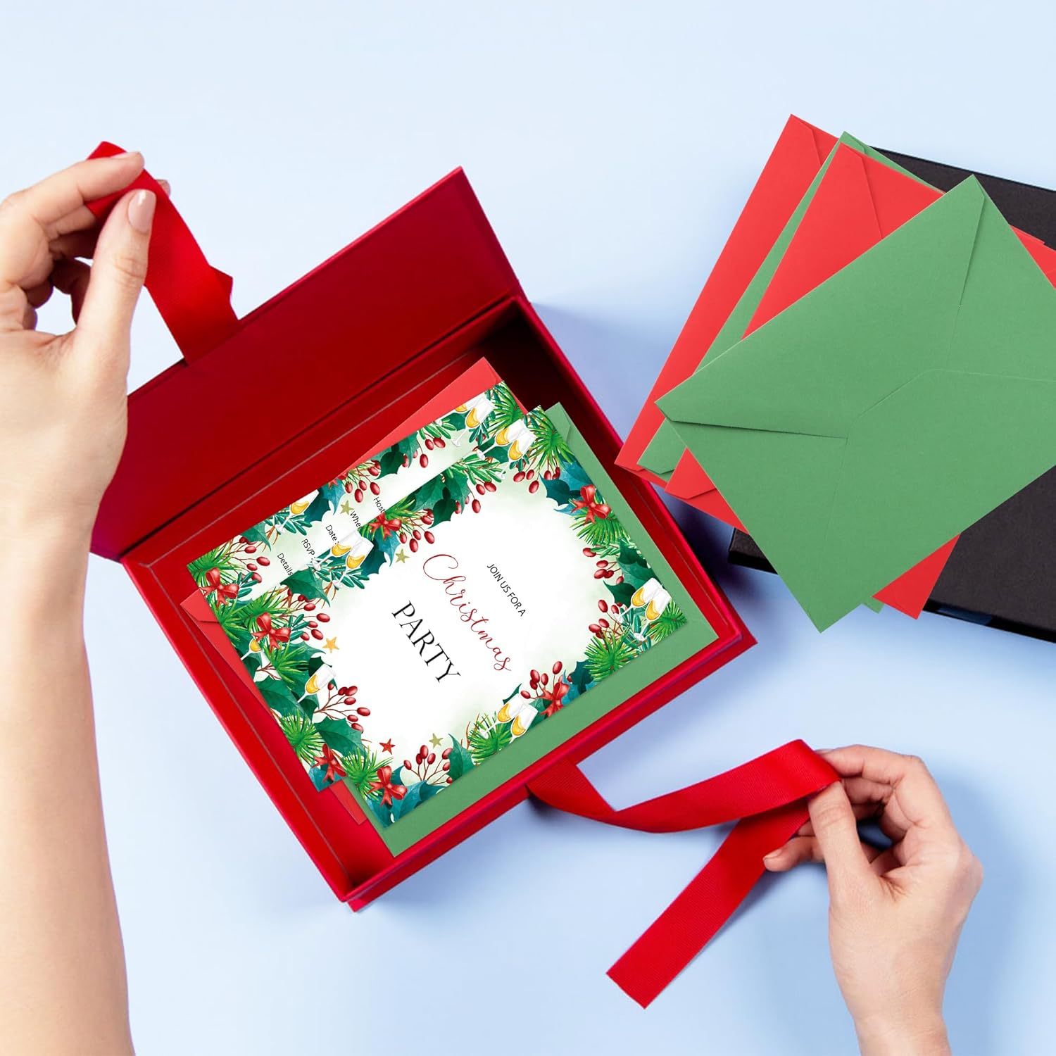 Lucleag 30 Christmas Party Invitations with Envelopes
