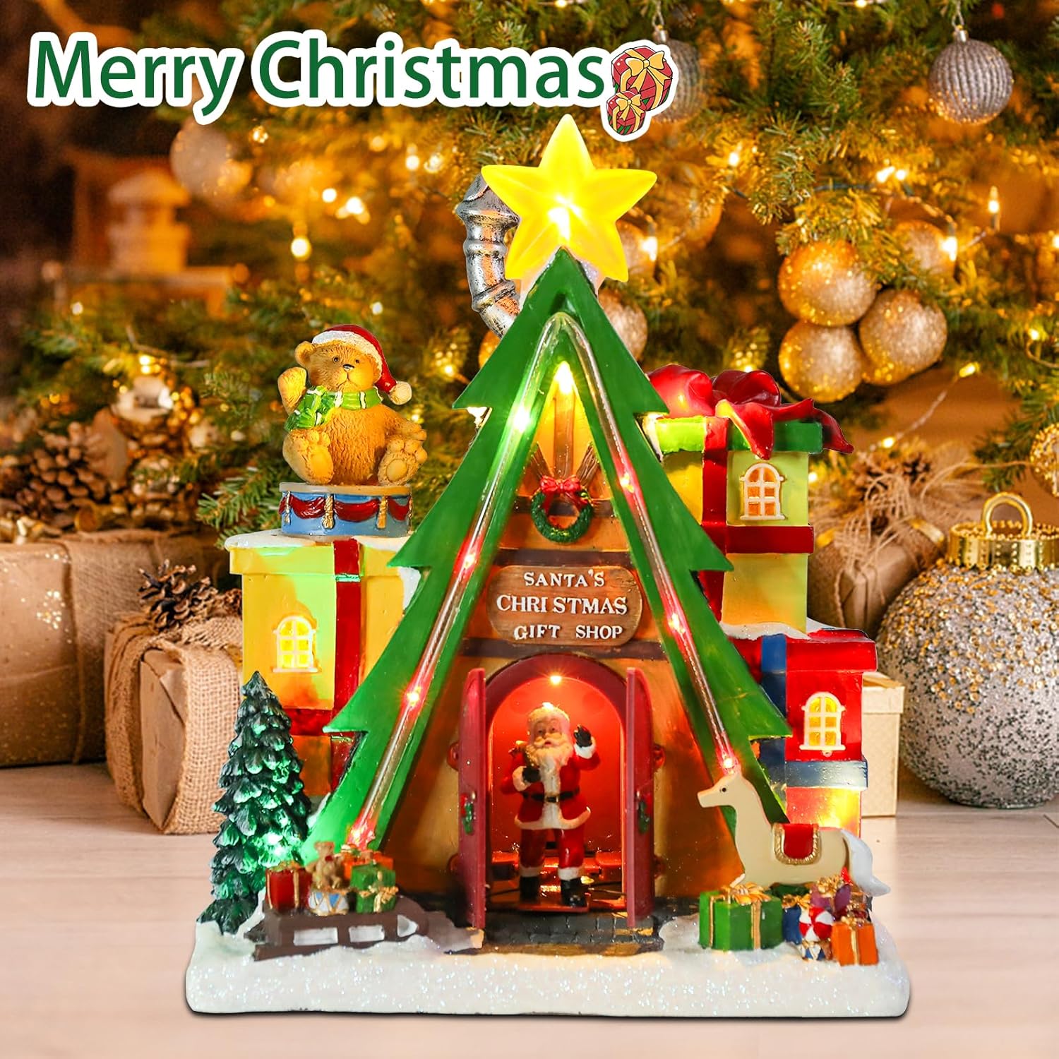 Dream Garden Animated Santa House with LED Lights