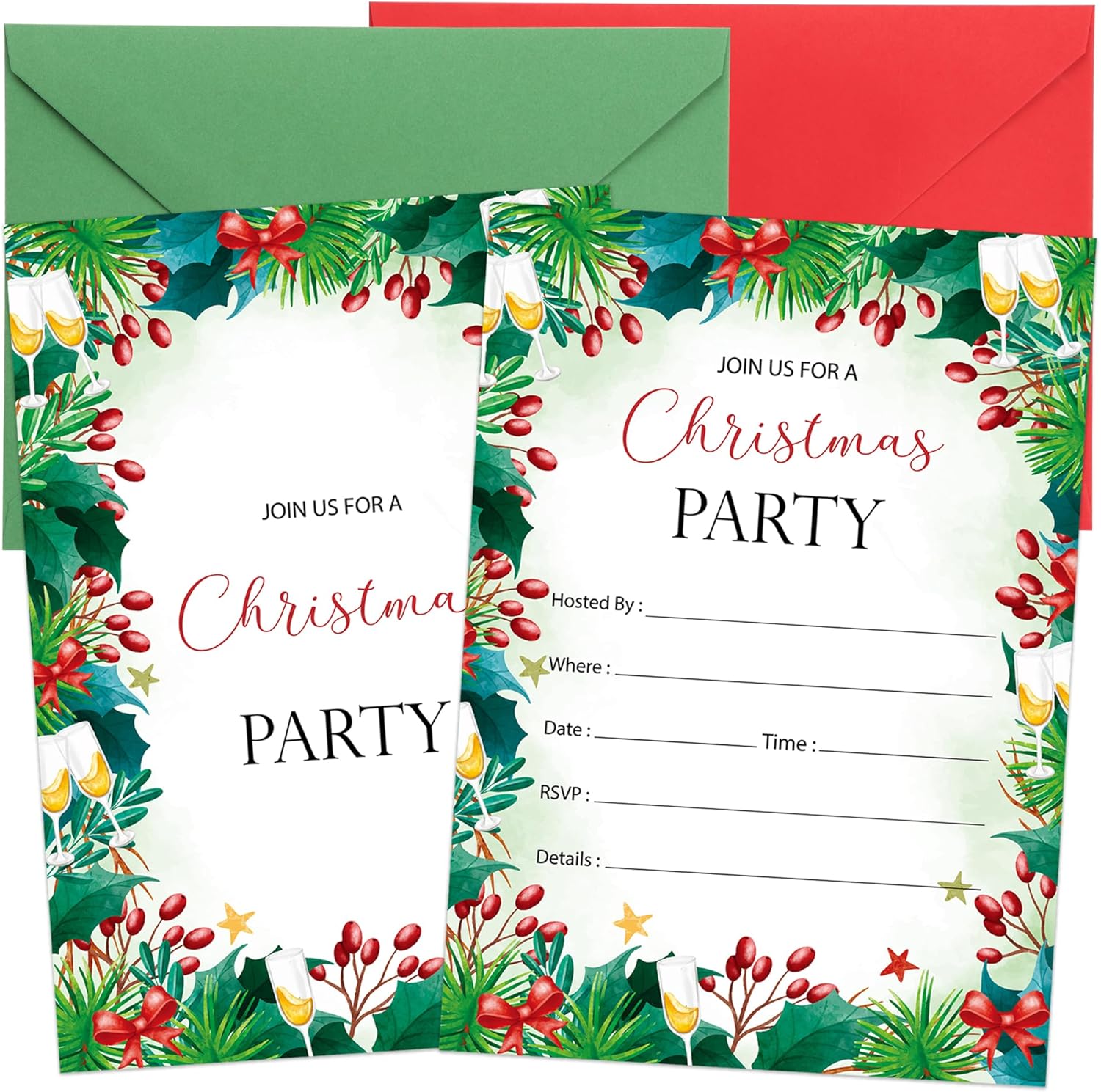Lucleag 30 Christmas Party Invitations with Envelopes