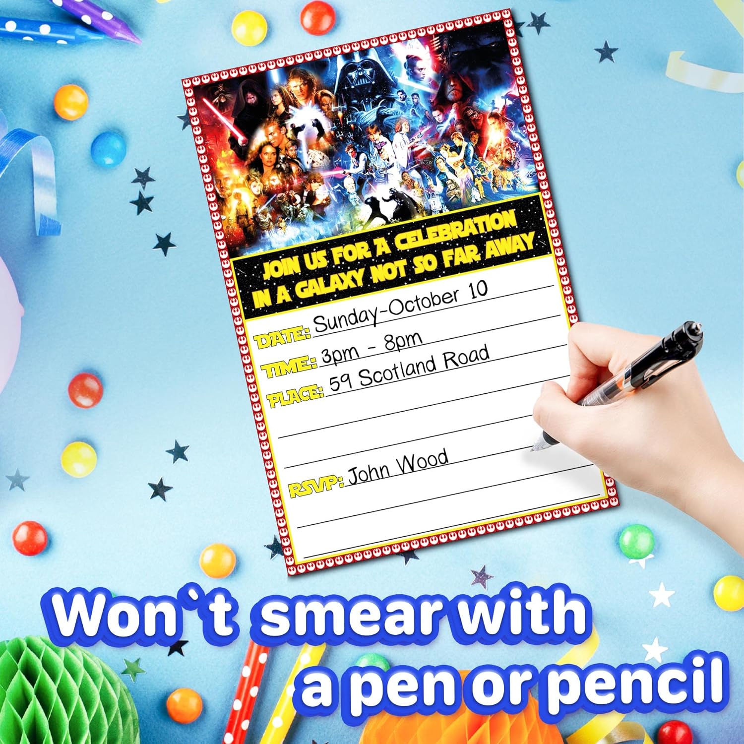 Set of 20 Galactic Birthday Invites with Envelopes