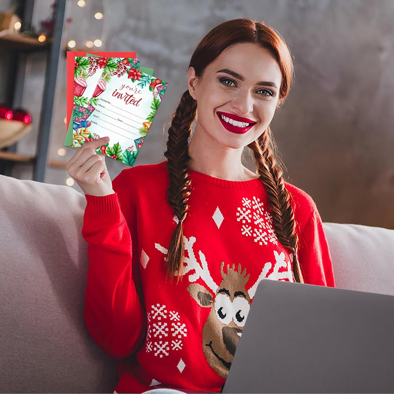 30 Pack Christmas Party Invitations with Envelopes