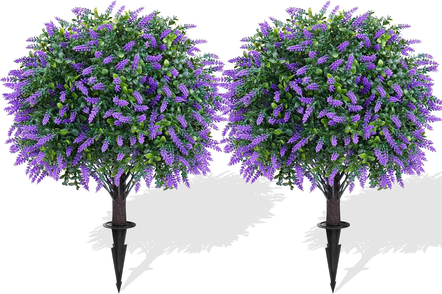 Artificial Lavender Topiary Ball Trees 2 Pack 16 Inches UV Resistant