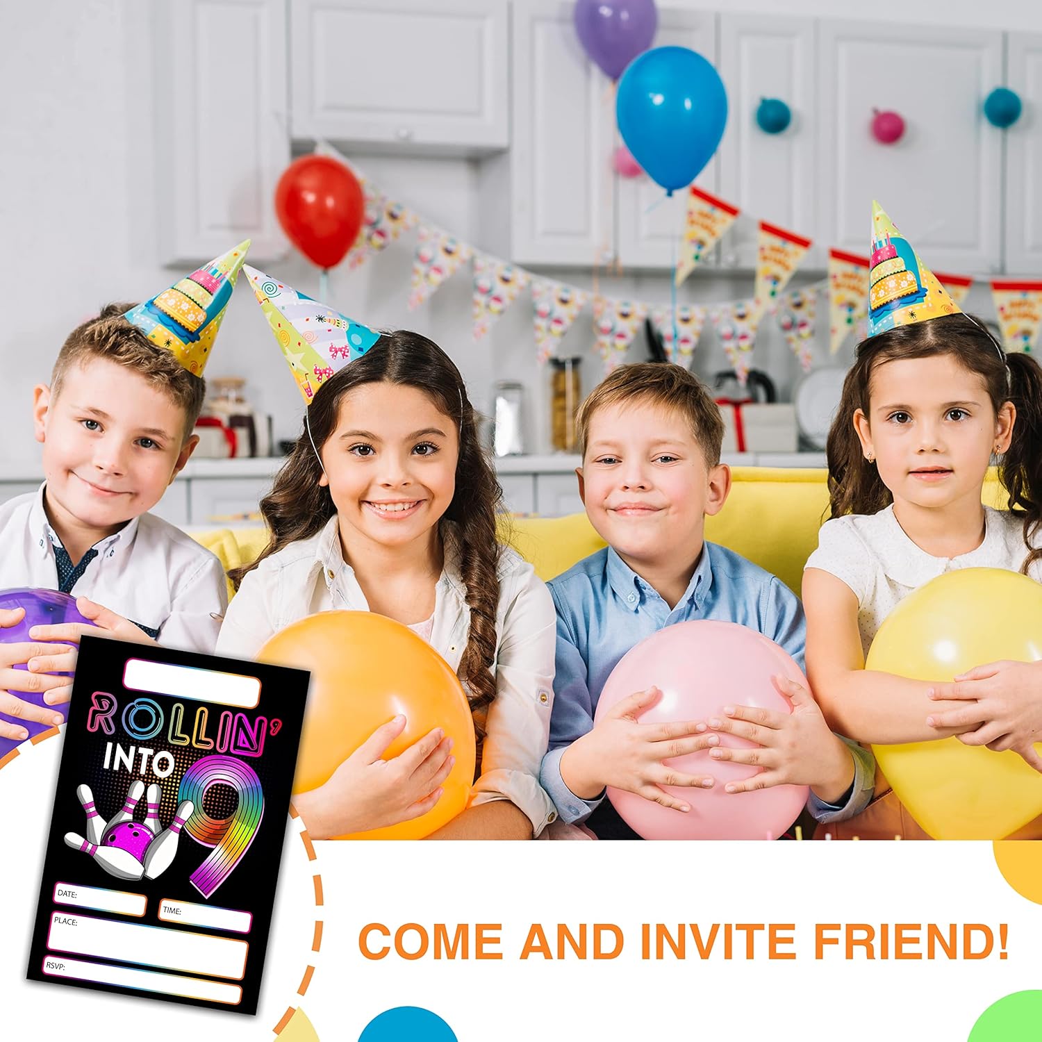 DETIHO 4x6 Bowling Birthday Party Invitations - 20 Sets