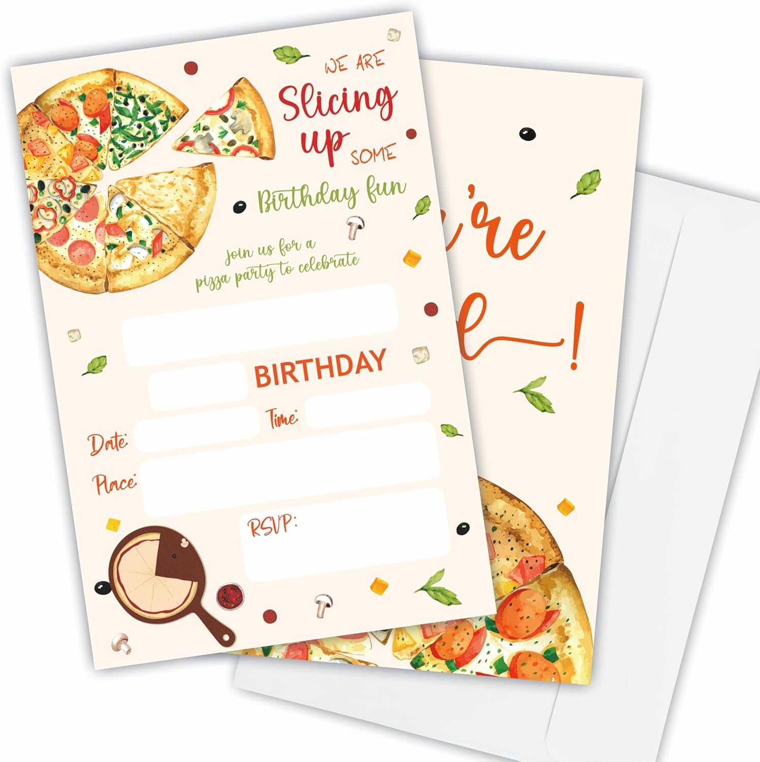 Pizza Birthday Invitation 4x6 Double Sided