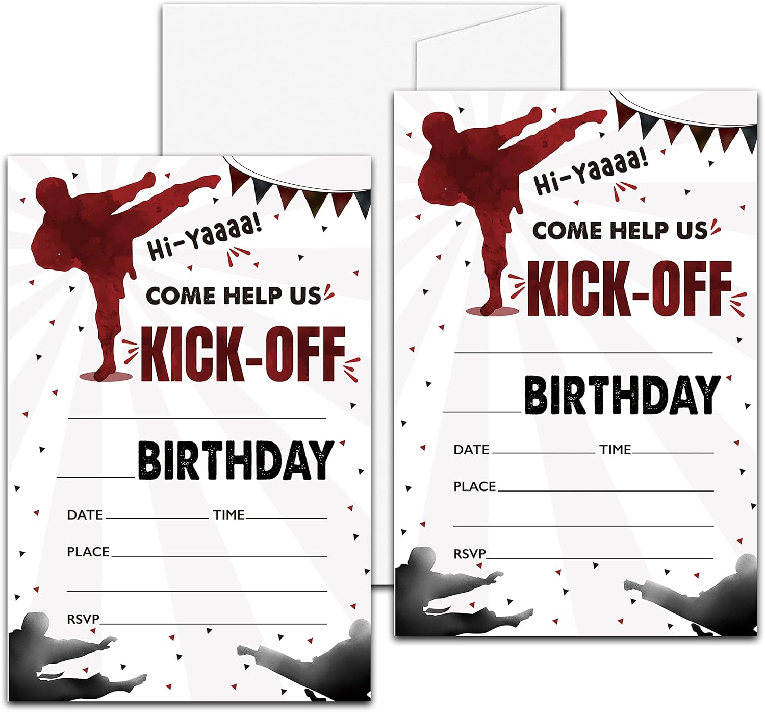 Levitatinyear Karate Birthday Invites 4x6 Inches Set of 20