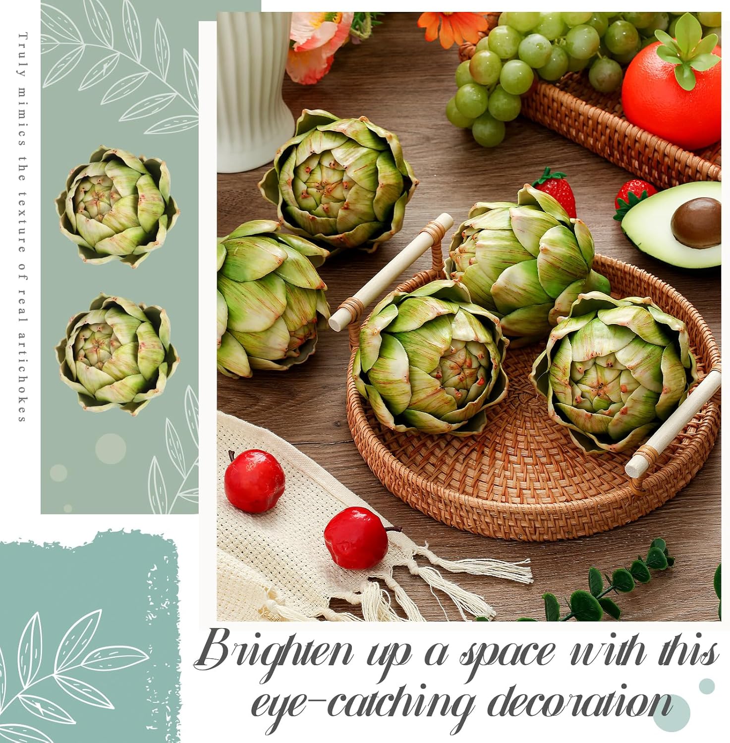 Timgle 12 Pcs Large Green Artificial Artichokes Decor