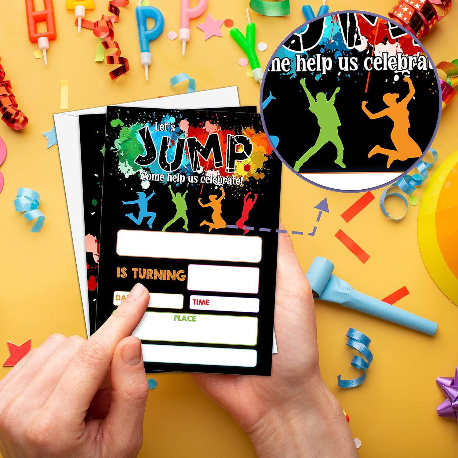 Trampoline Birthday Party Invitation Set