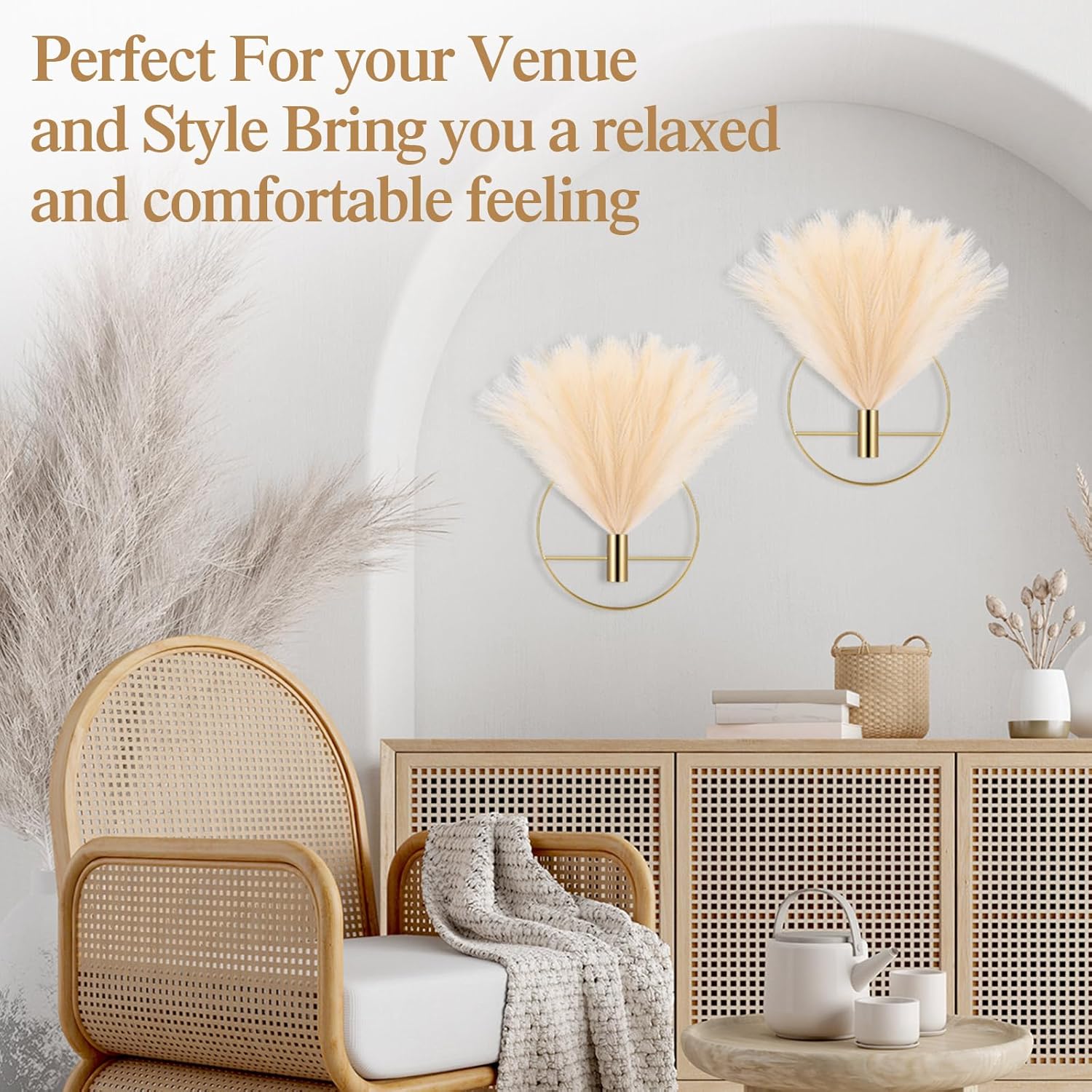Wesiti 2 Piece Boho Pampas Wall Decor Set