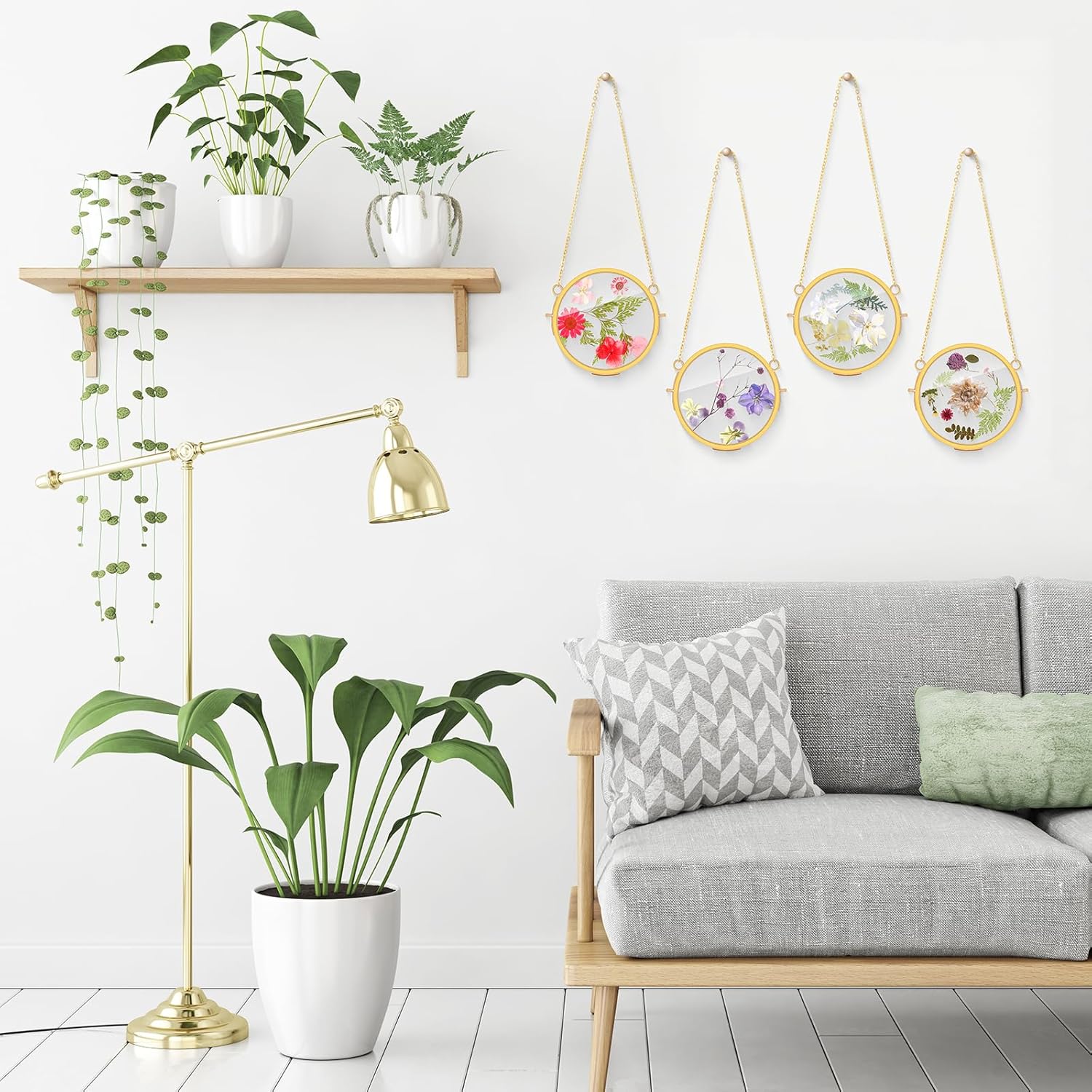 BBTO 8 Pack Round Hanging Glass Frames Set 39 Inch