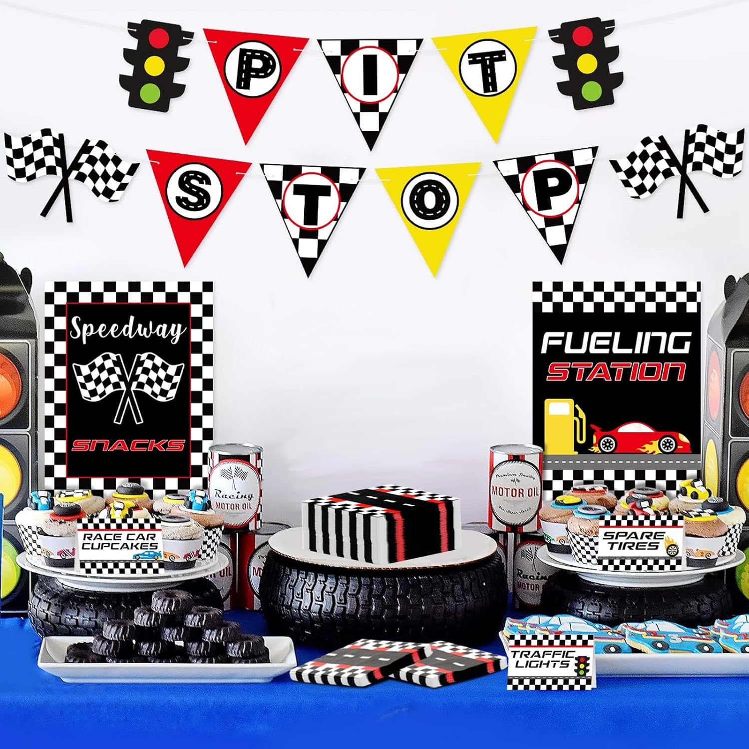 50 Pcs Racing Car Checkered Napkins for Parties
