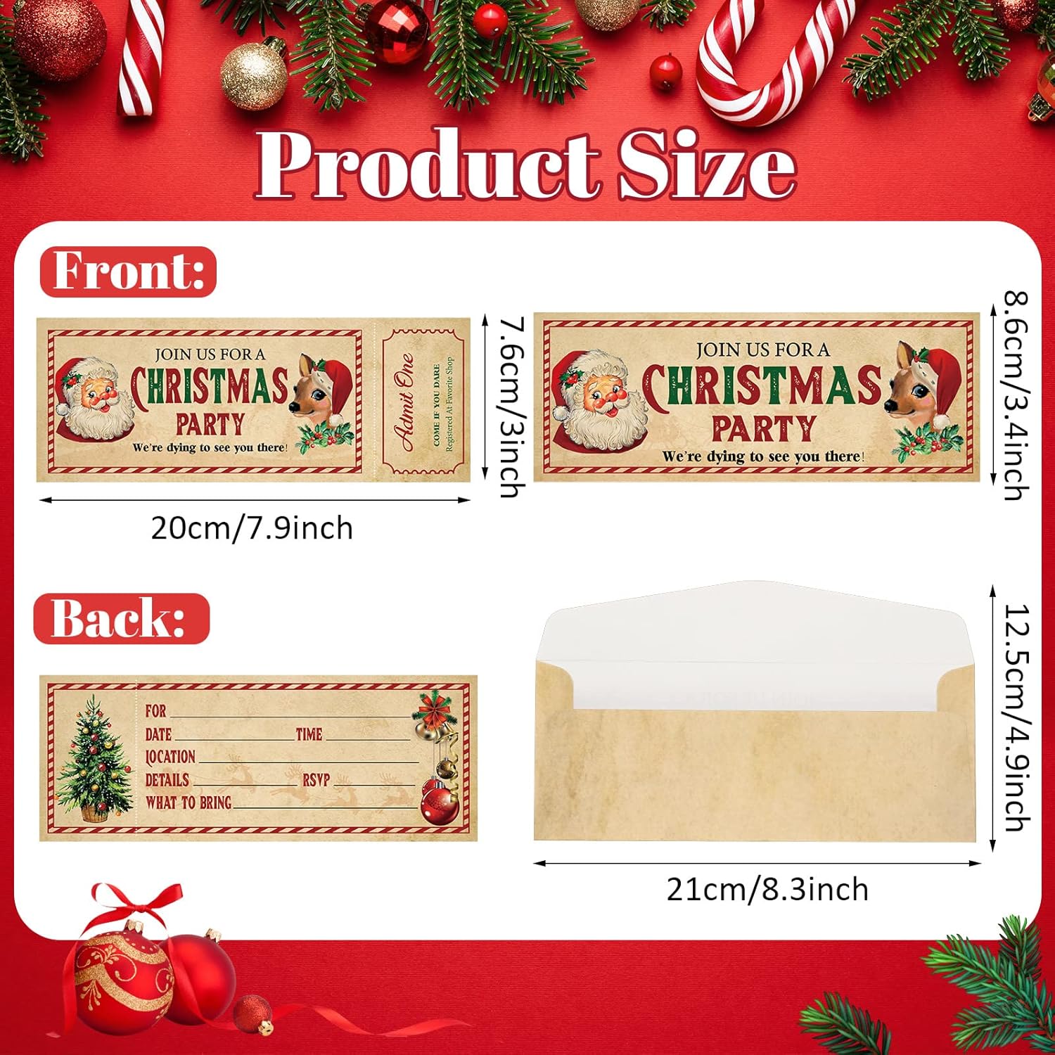 Woanger 50 Pcs Christmas Invitations with Envelopes Set