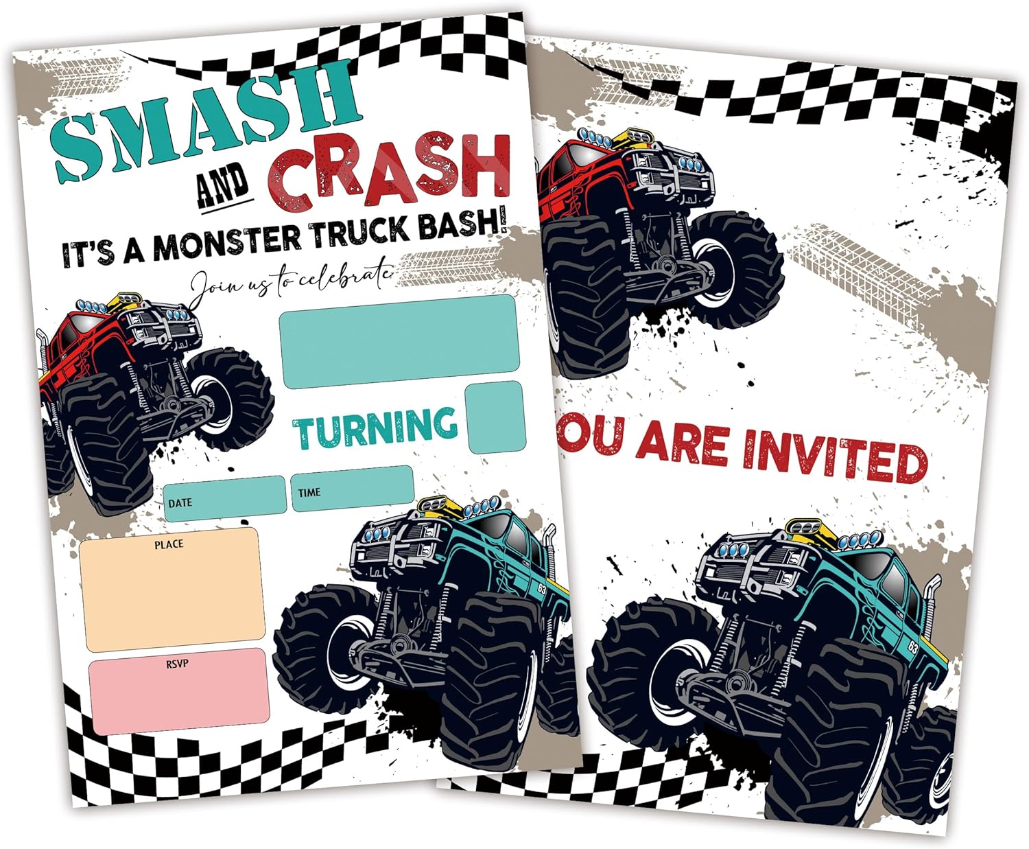 BEUFSE Monster Truck Birthday Invites 20 Pack