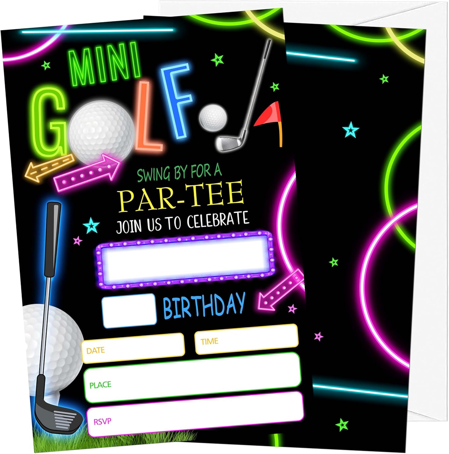 Gsauto Golf Birthday Invitations Set of 20 with Envelopes