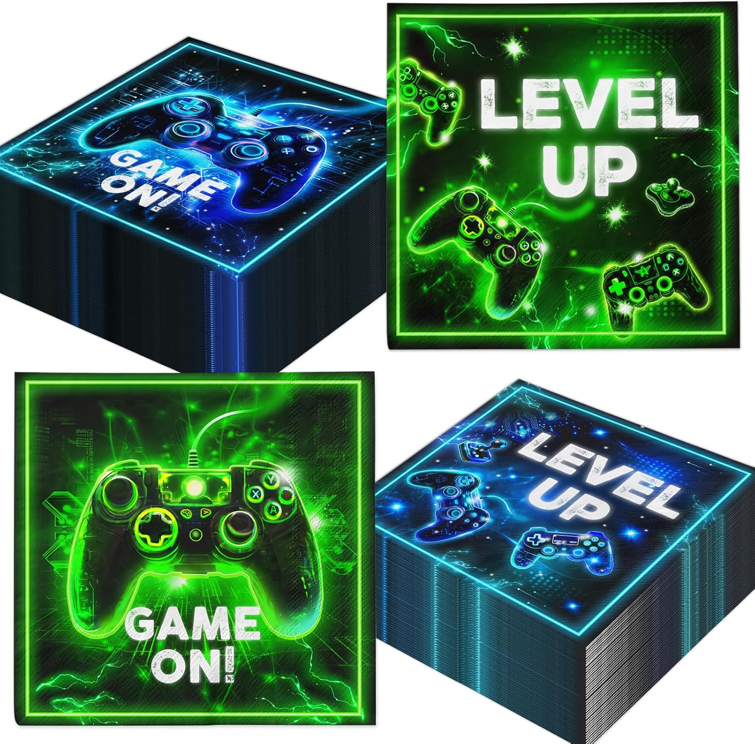 48Pcs Neon Game Party Napkins for Boys Girls