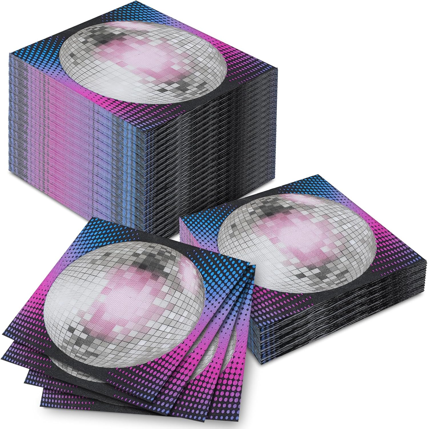 60 Pcs Disco Ball Paper Napkins Set for Parties