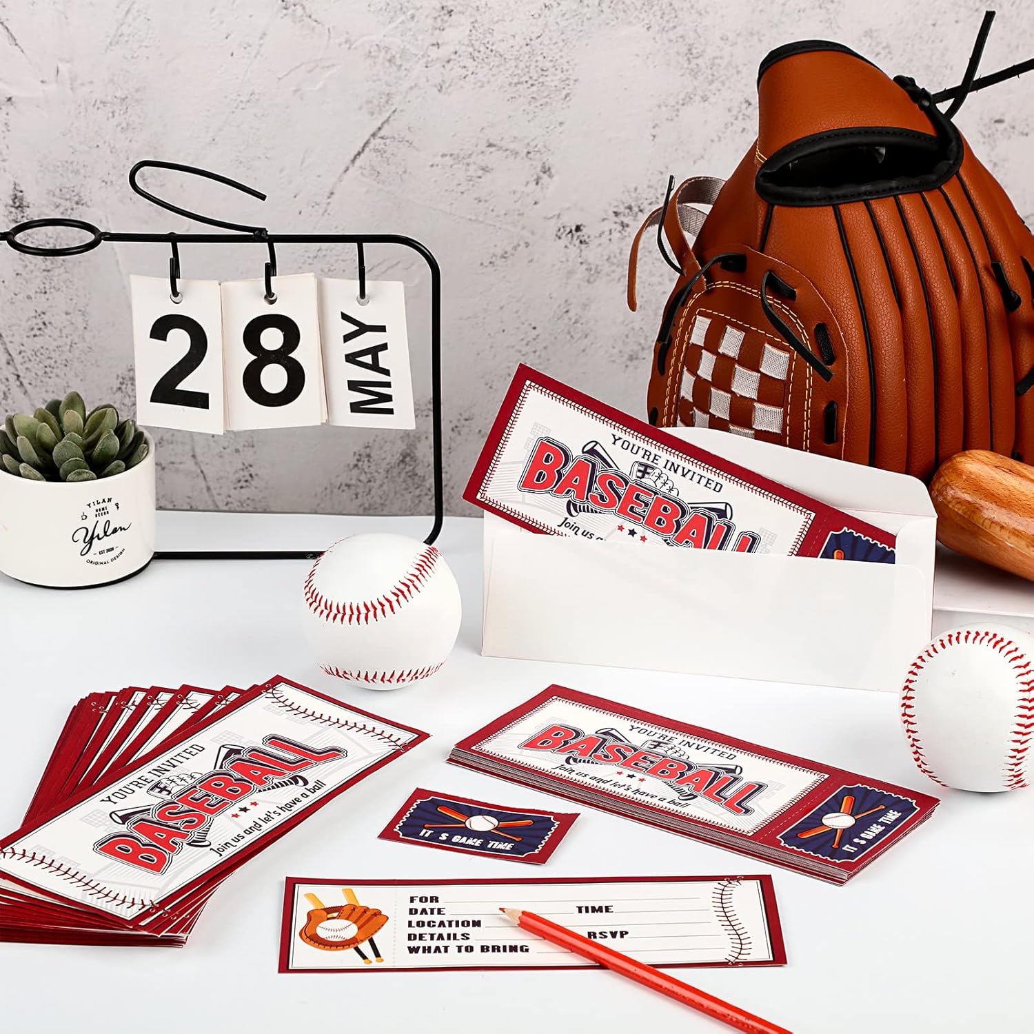Woanger Baseball Party Invites 50 Pcs with Envelopes