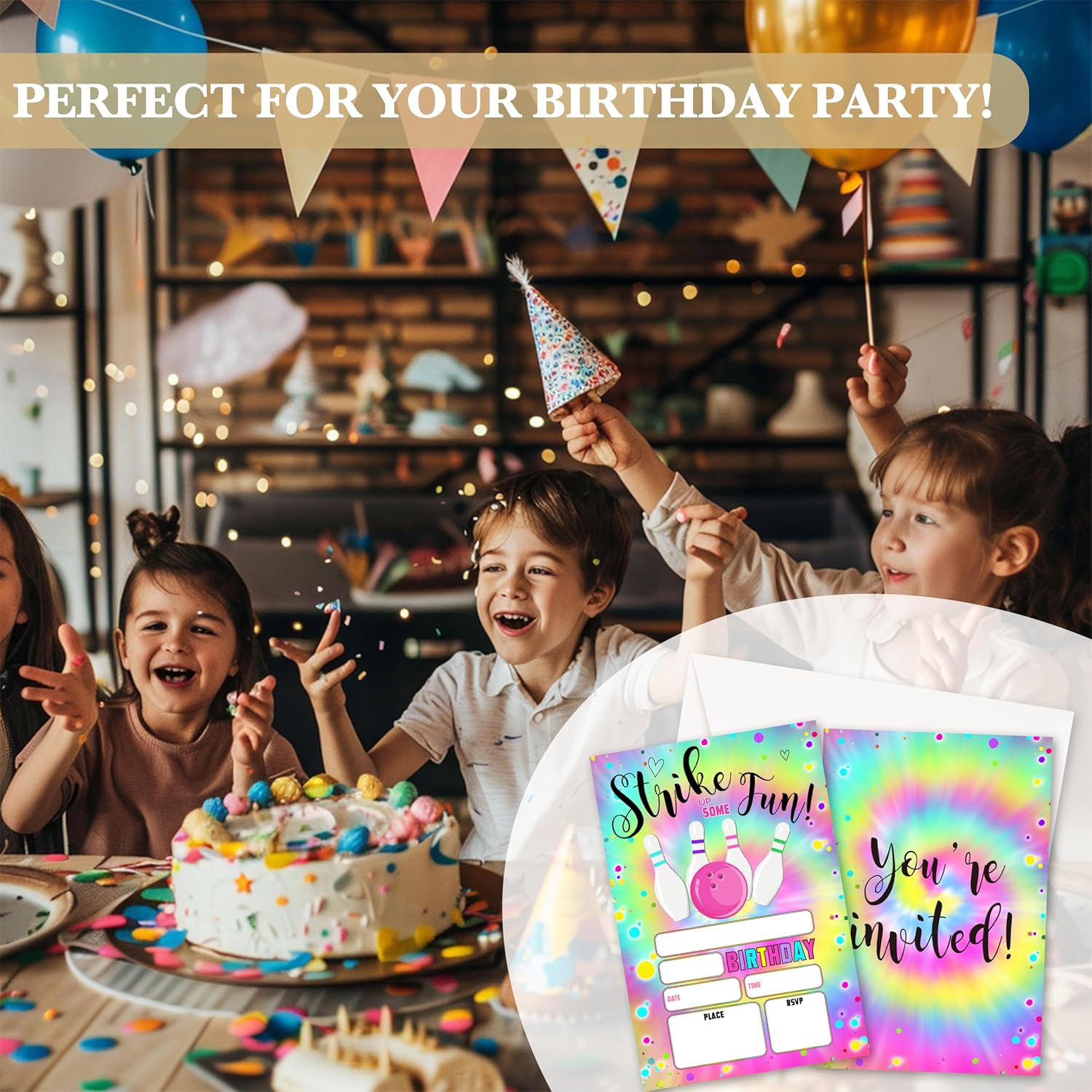 Tie Dye Birthday Invites With Envelopes 20 Pack