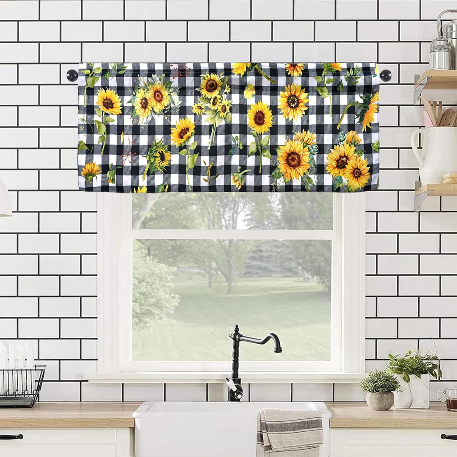 Sunflower Valances 54 W x 18 L Kitchen Curtains with Rod Pocket