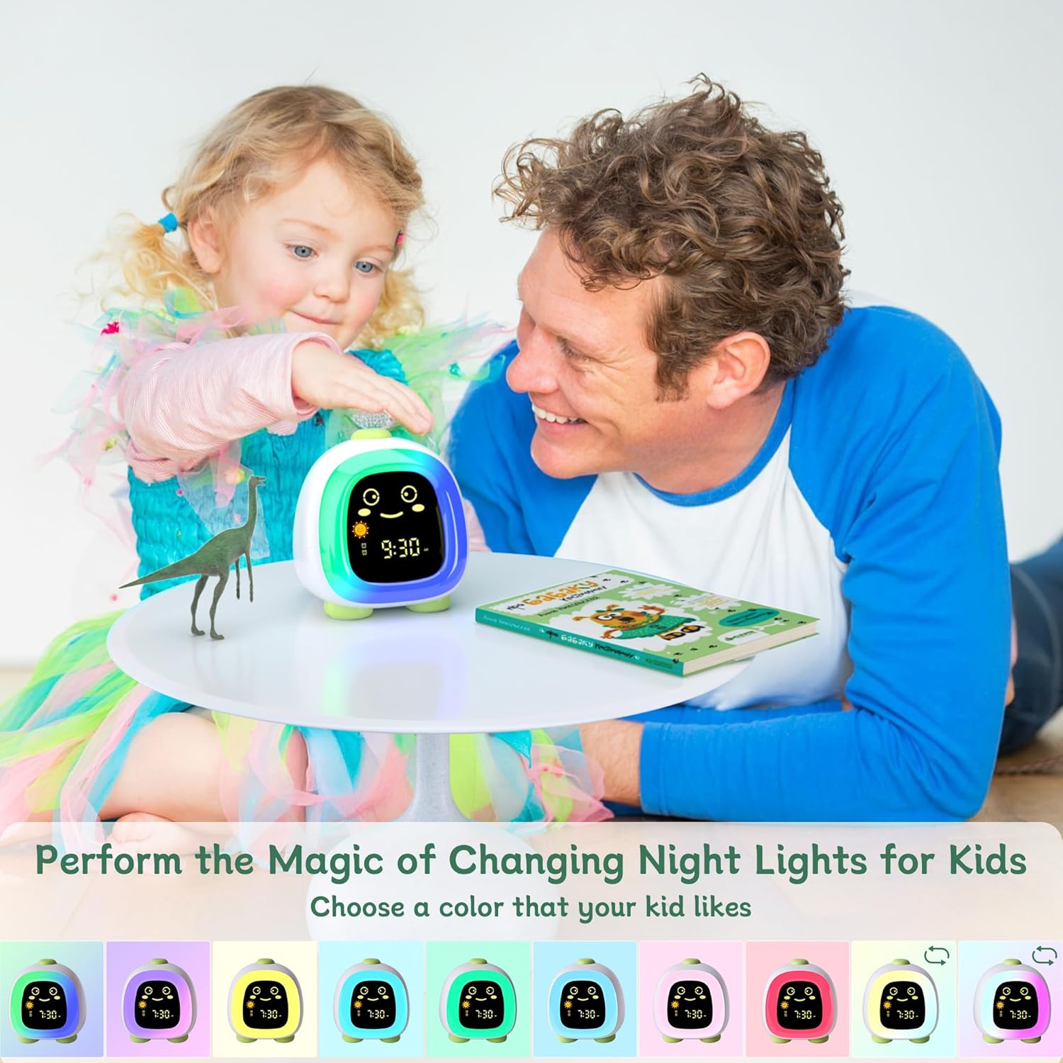 ANALOI Kids Alarm Clock with Night Light and Dinosaur Design