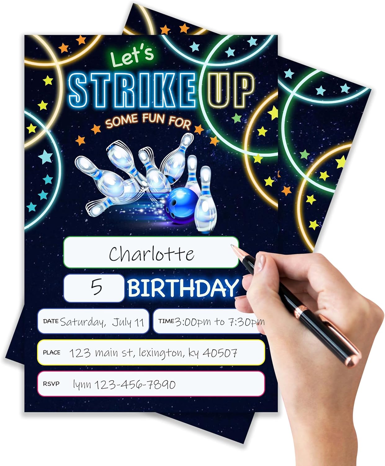 Bowling Birthday Invitation Cards with Envelopes Pack of 20 4x6