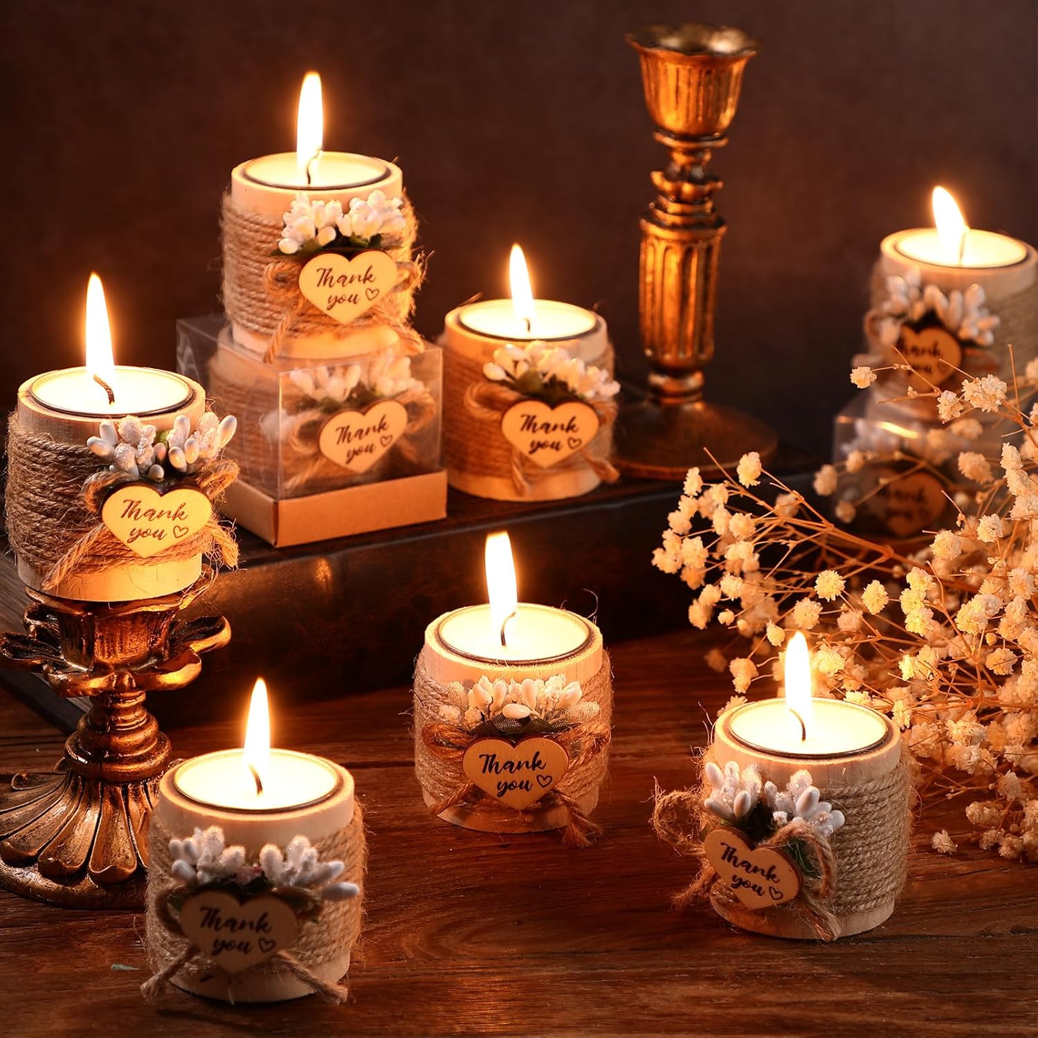 Retisee Wood Candle Holders for Wedding Baby Shower