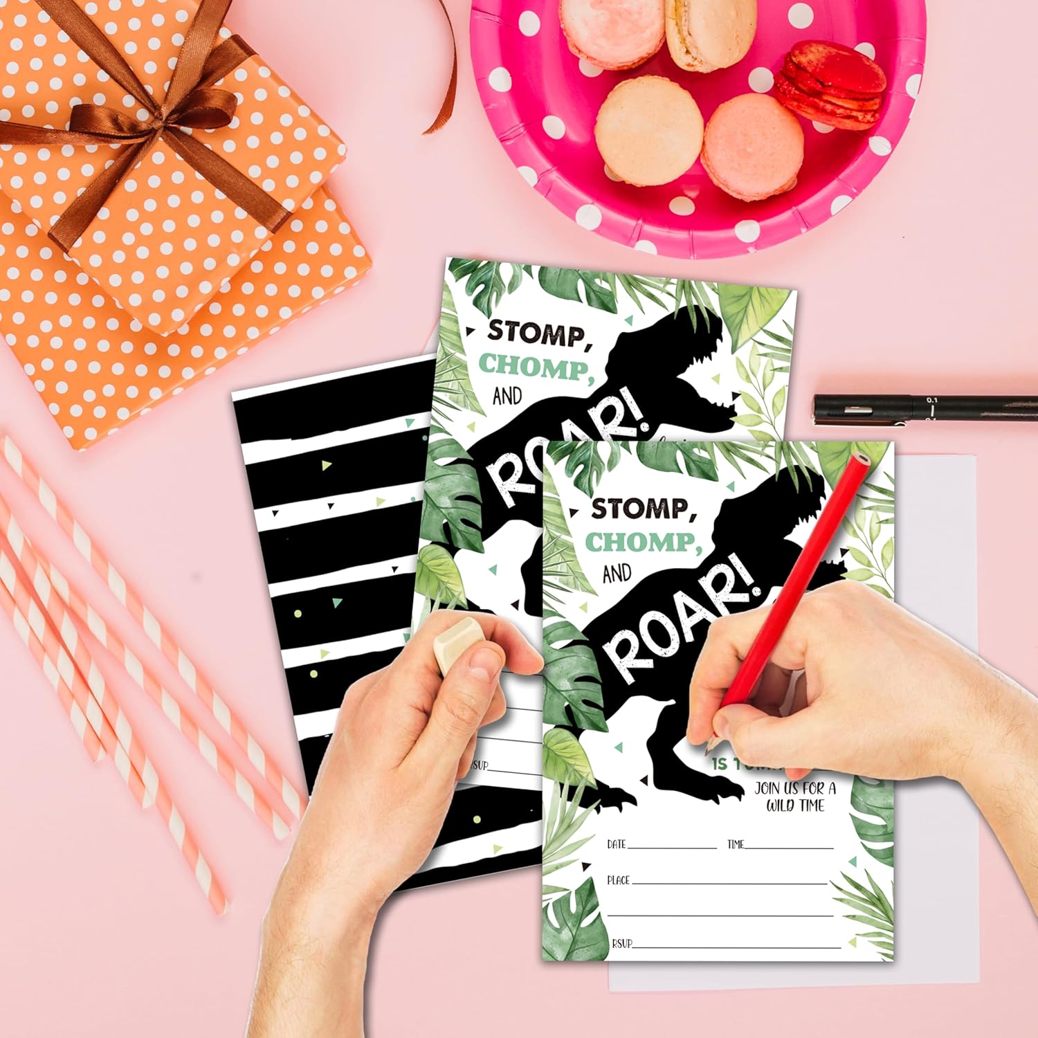 Dinosaur Theme Birthday Invitation Cards With Envelopes