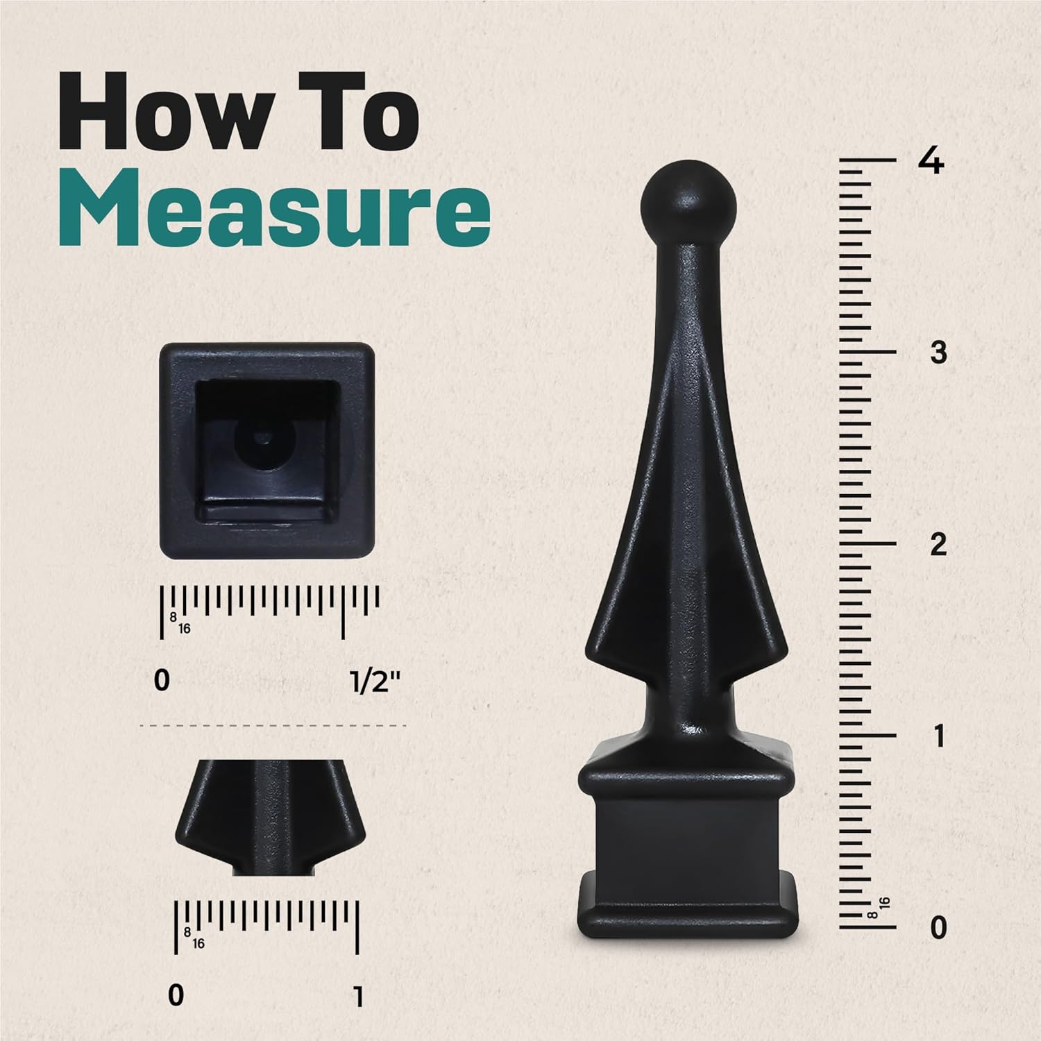 Fence Finial Toppers for Square Posts Black Polypropylene 50 Pack