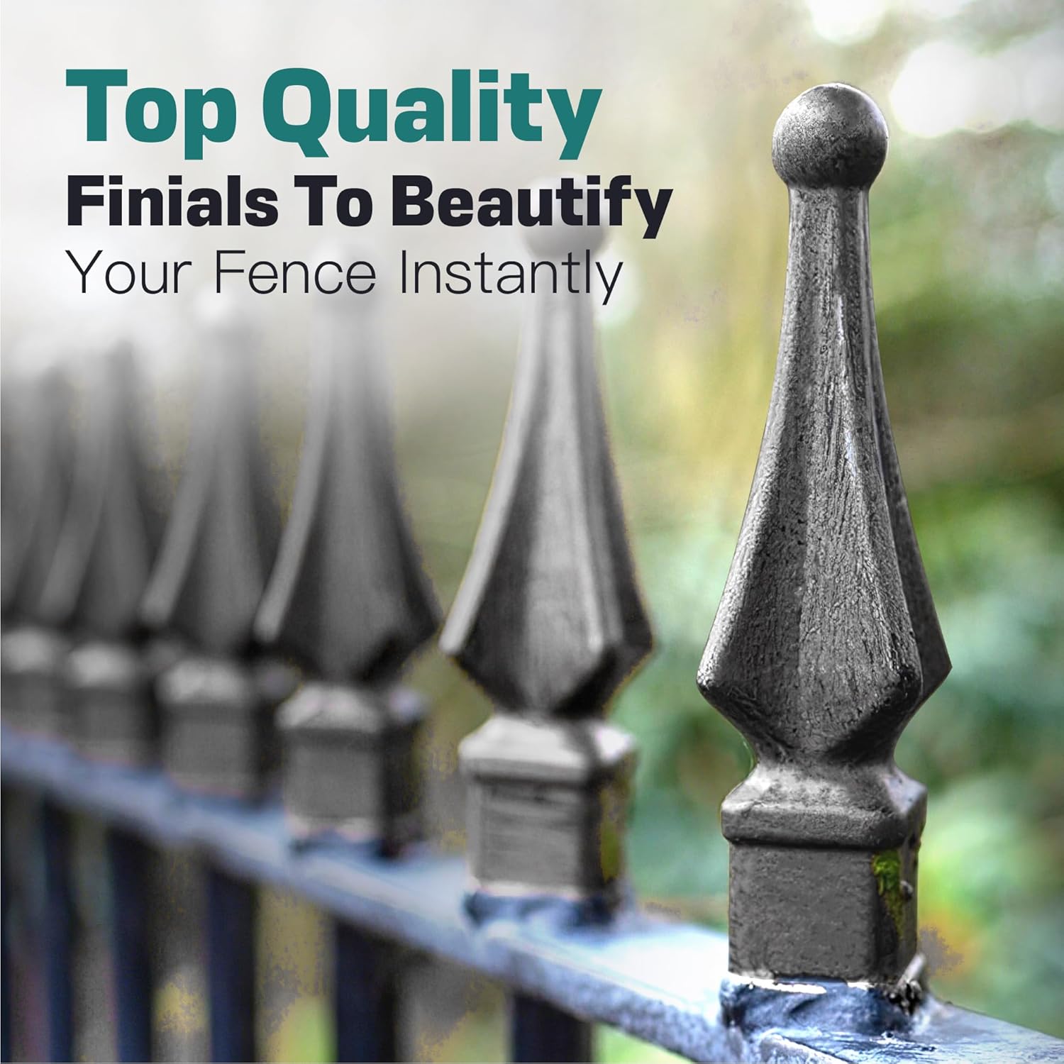 Fence Finial Toppers for Square Posts Black Polypropylene 50 Pack