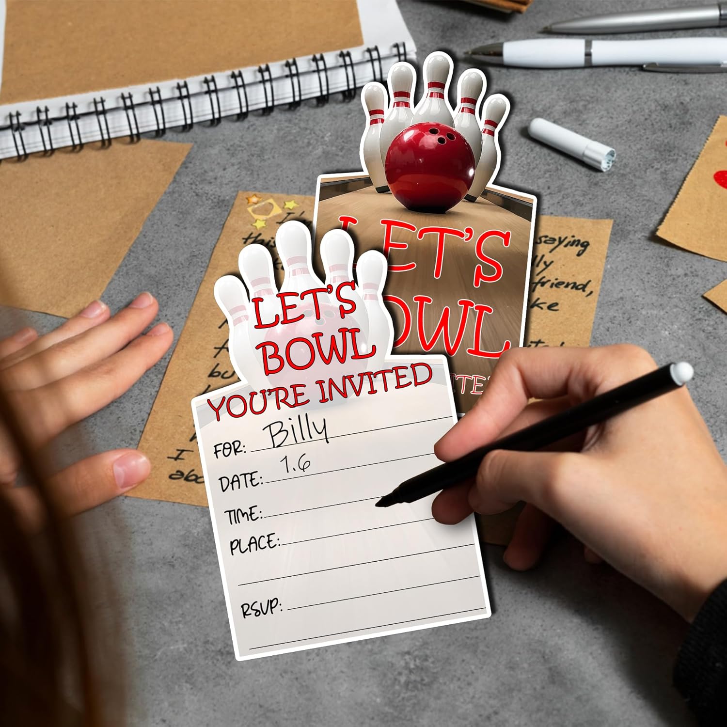 Bowling Party Invitations 20-Pack with Envelopes