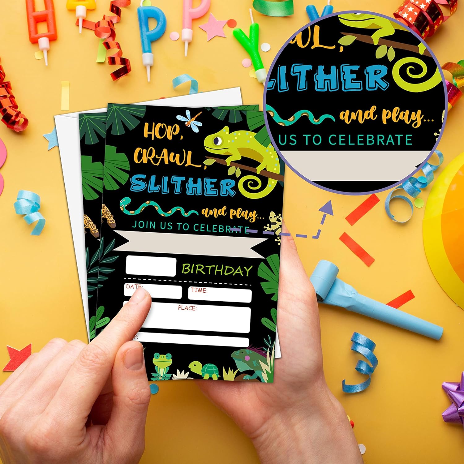 Levitatinyear Reptile Theme Birthday Invites 4x6 20 Pack