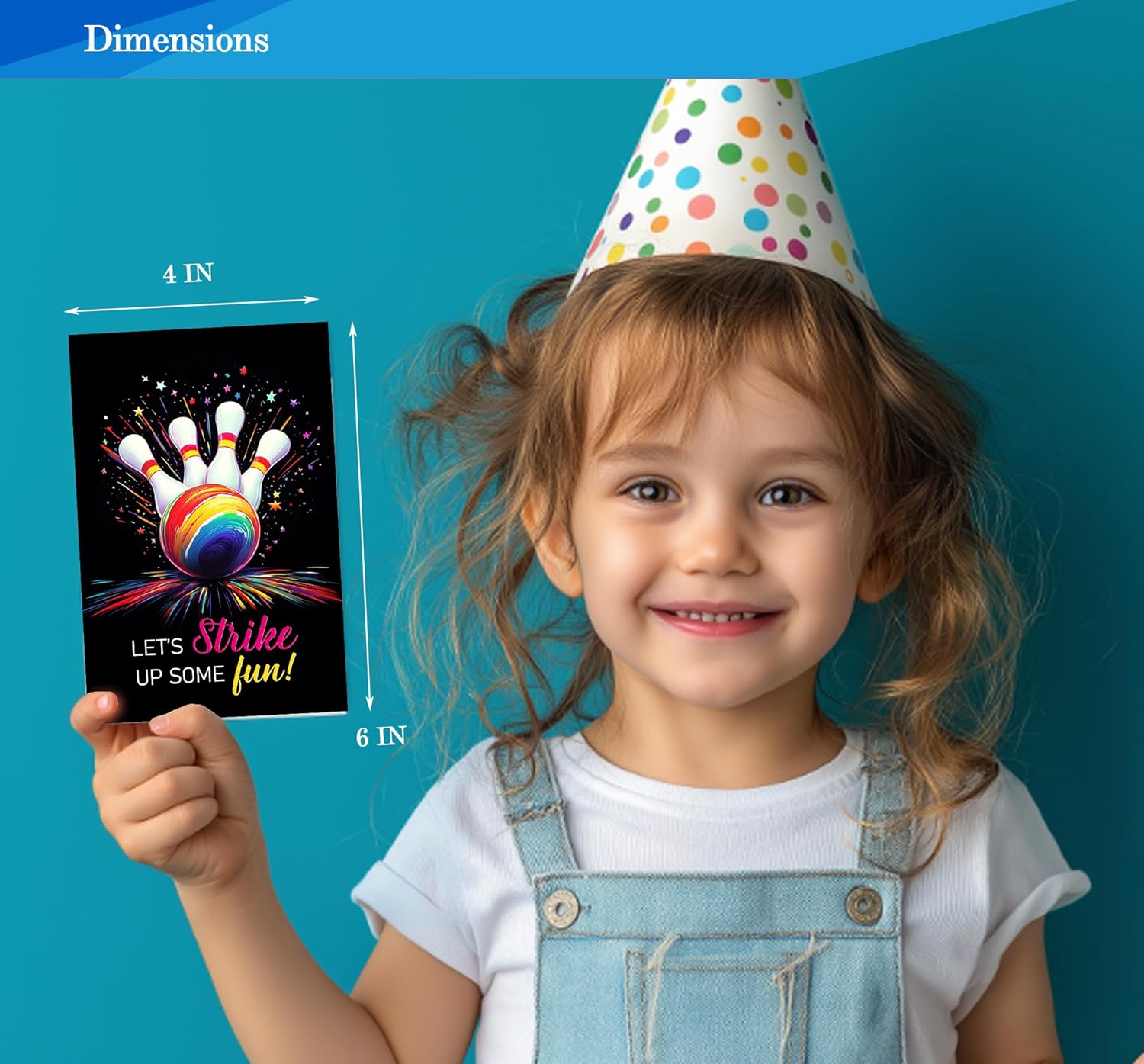 Bowling Birthday Invitations for Boys Girls 30 Sets 4x6 Inches